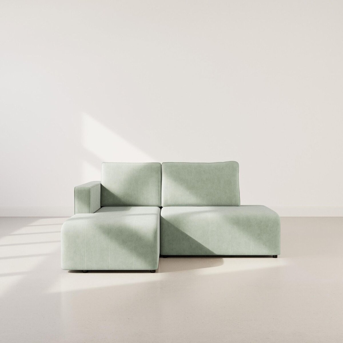 BEST MOBILIER Topaze - canapé d'angle gauche 4 places convertible avec coffre en velours côtelé