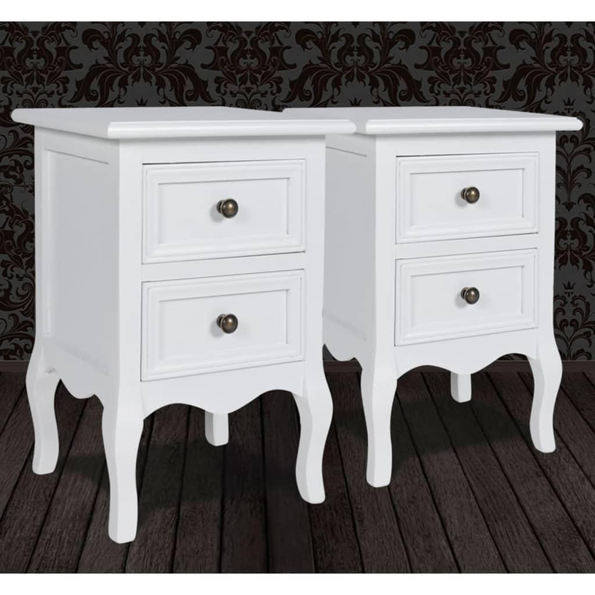 Voir la diapositive 4 : VIDAXL Table de chevet 2 pcs avec 2 tiroirs MDF Blanc