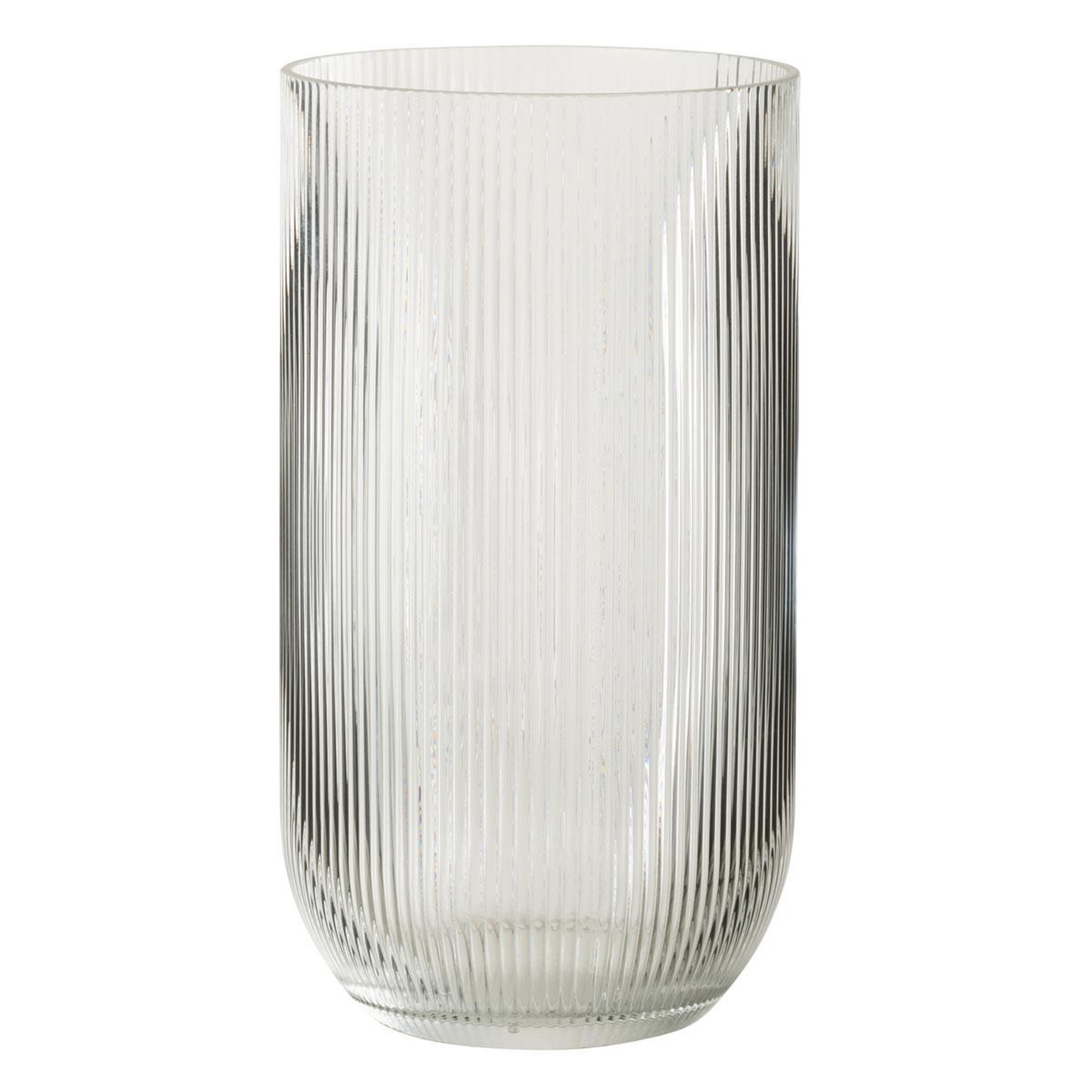 J-LINE Vase design en verre  ligné  30cm transparent