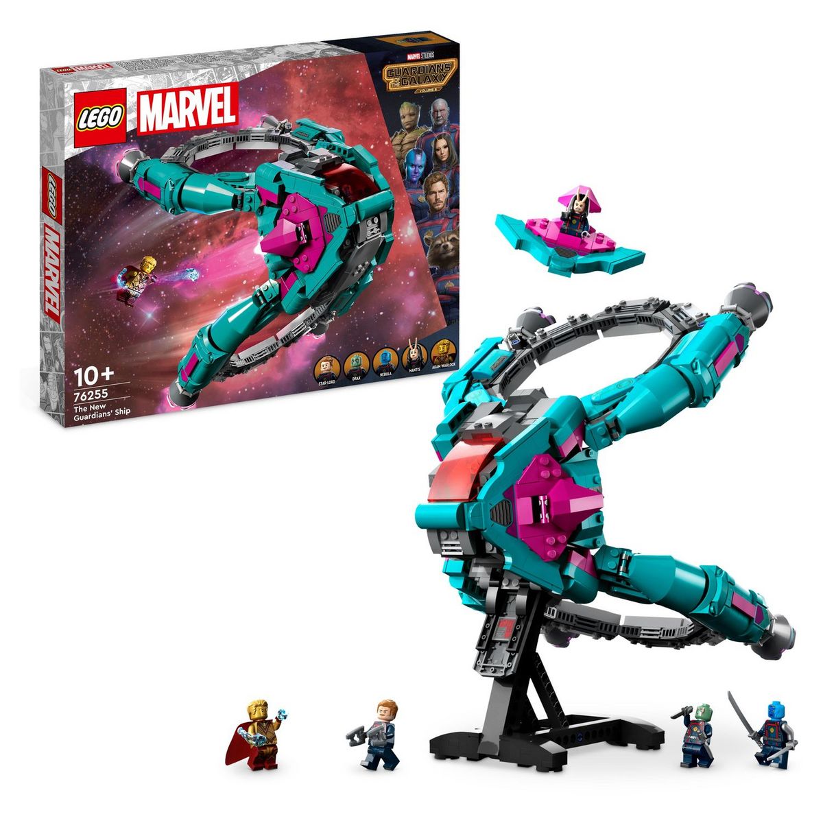 LEGO Marvel 76255 Le Nouveau Vaisseau des Gardiens Volume 3, Jouet Navette Spatial des Gardiens de la Galaxie avec Minifigurines Mantis, Drax & Star-Lord, Cadeau Super-Héros