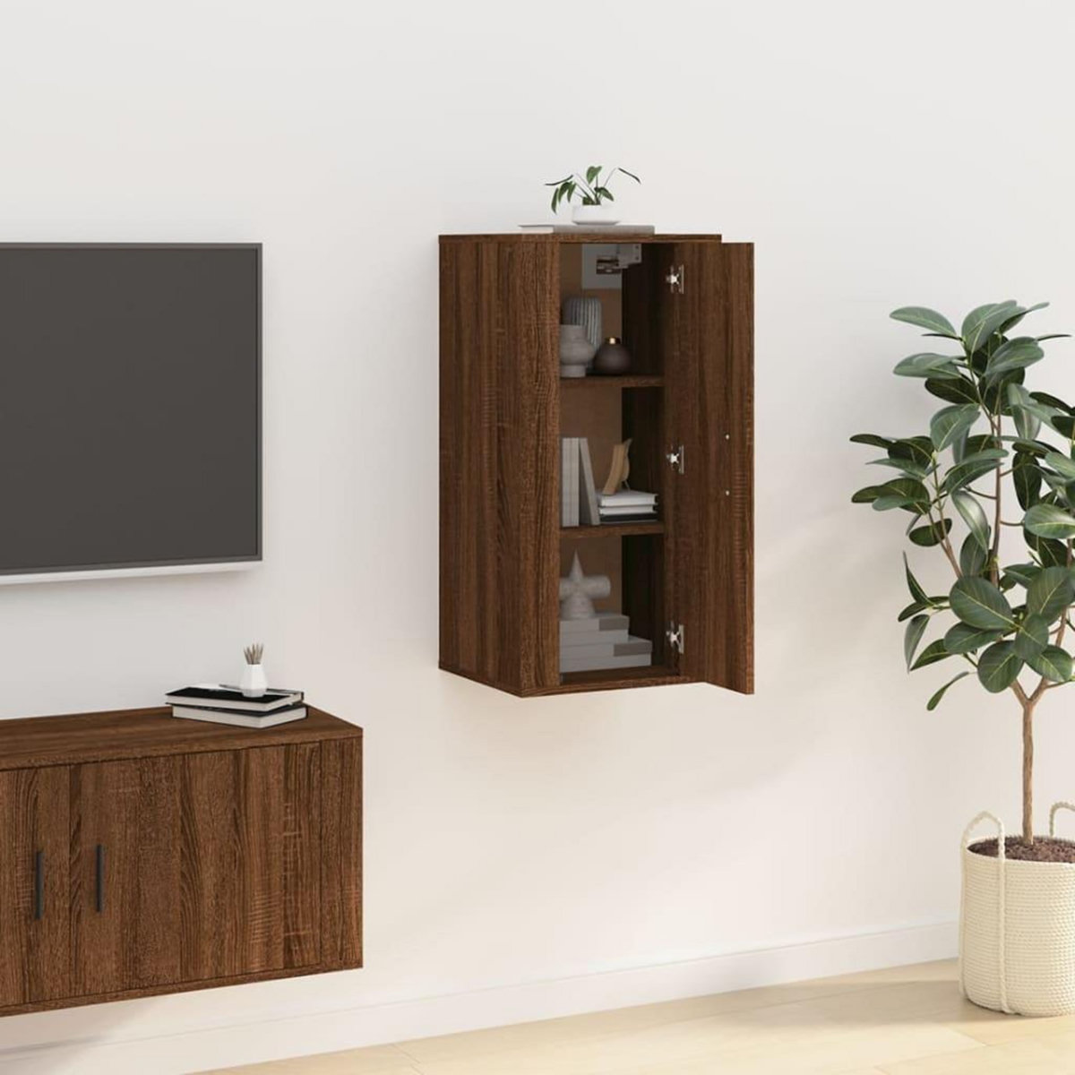 VIDAXL Meuble TV mural Chene marron 40x34,5x80 cm