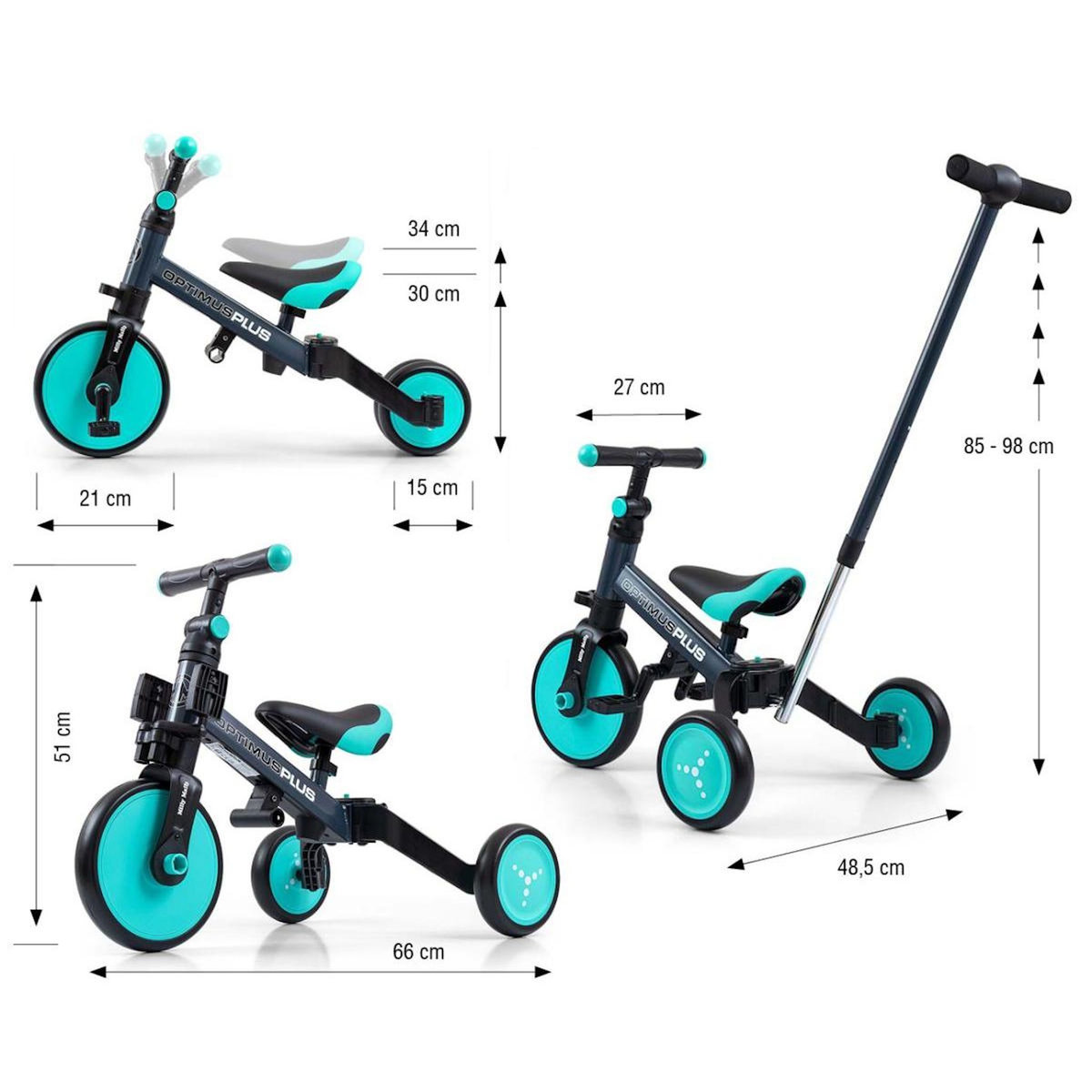 MILLY MALLY Vélo 4-en-1 Optimus Plus Menthe