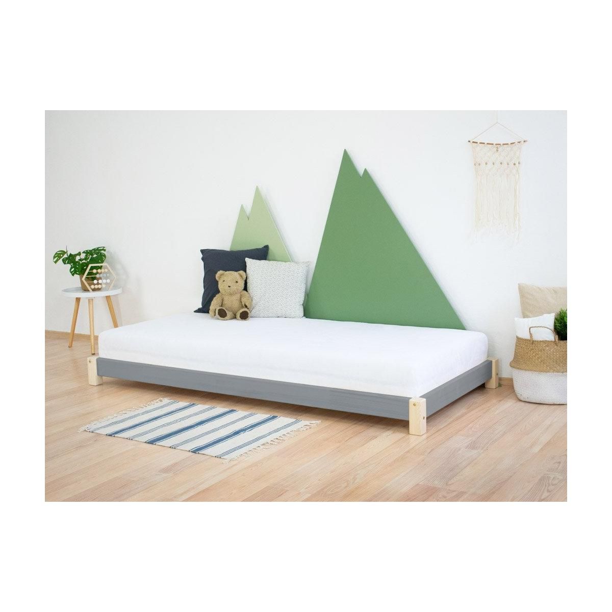 BENLEMI Lit simple en bois TEENY gris 90x190cm