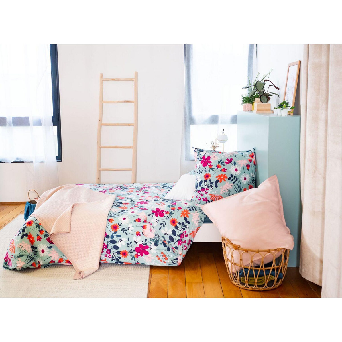 Home collection Parure housse de couette coton bio 57fils/cm-flore