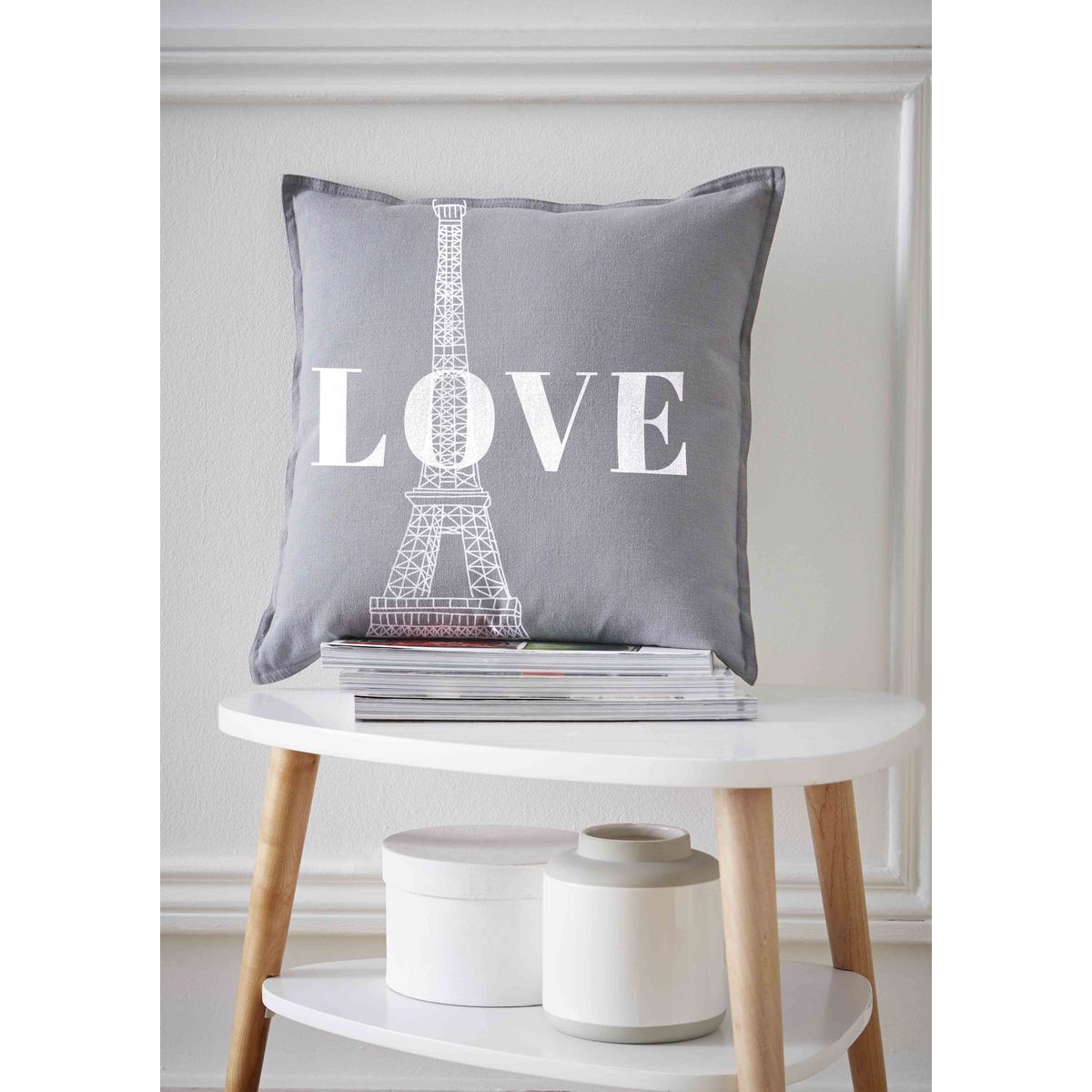Coussin imprimé tour Eiffel en coton AMIE