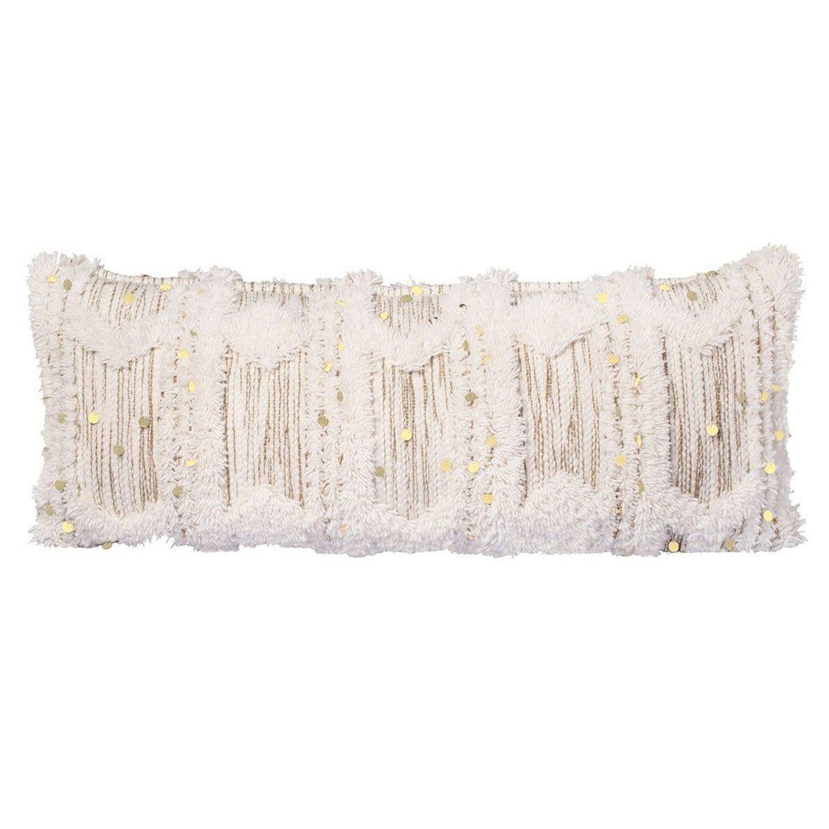 Paris Prix Coussin Tissé à la Main  Bohist  35x95cm Crème & Kaki