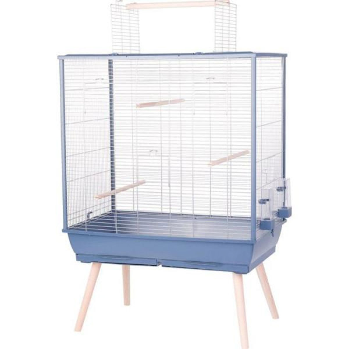 Zolux ZOLUX Cage grillagée surélevée pour oiseau Néolife - Pour perruche, calopsitte, canari - 81 x 48 x 130 cm - Néolife - Bleu