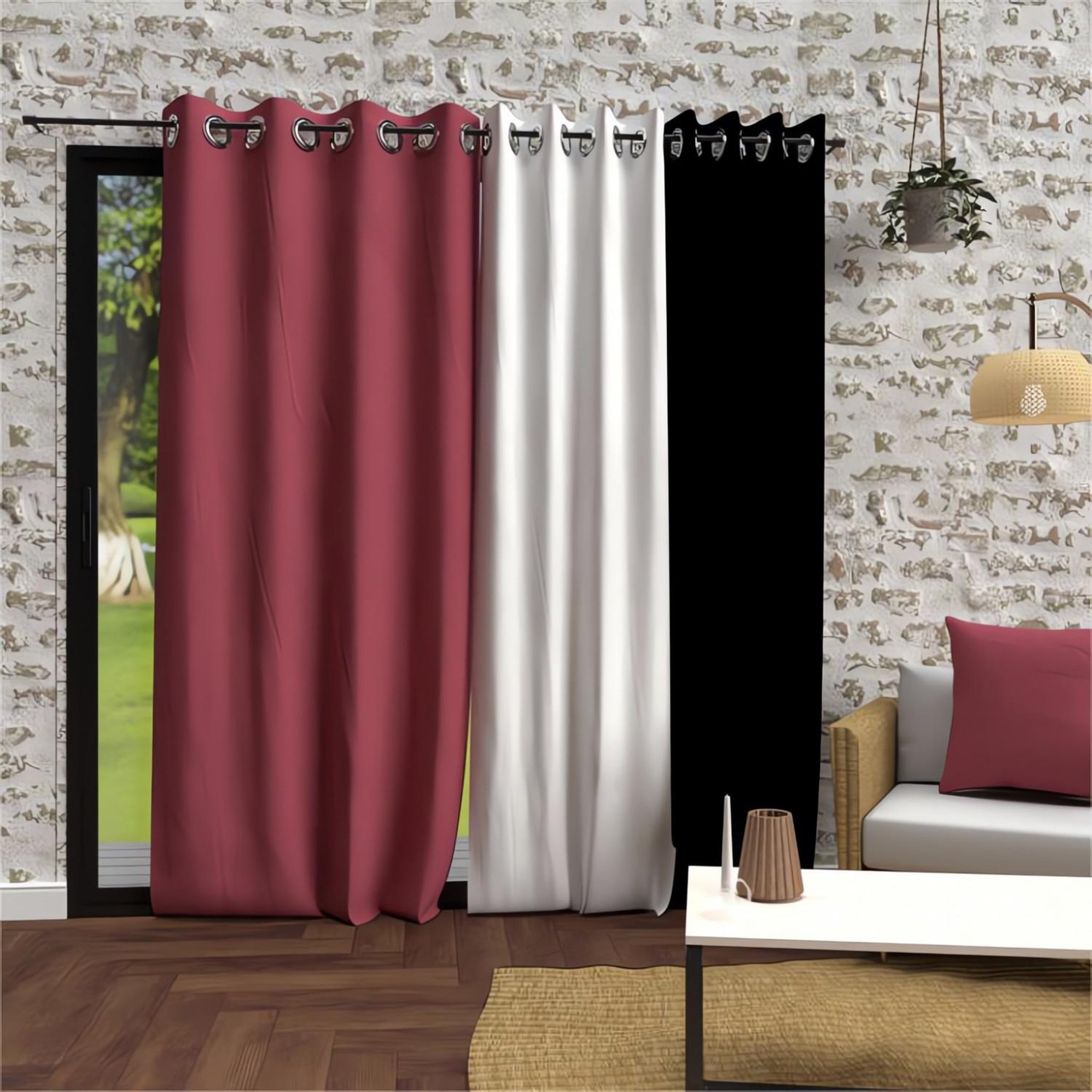 Voir la diapositive 2 : SOLEIL D'OCRE Rideau à oeillets en microfibre lavée BOHEME, par Soleil d'Ocre