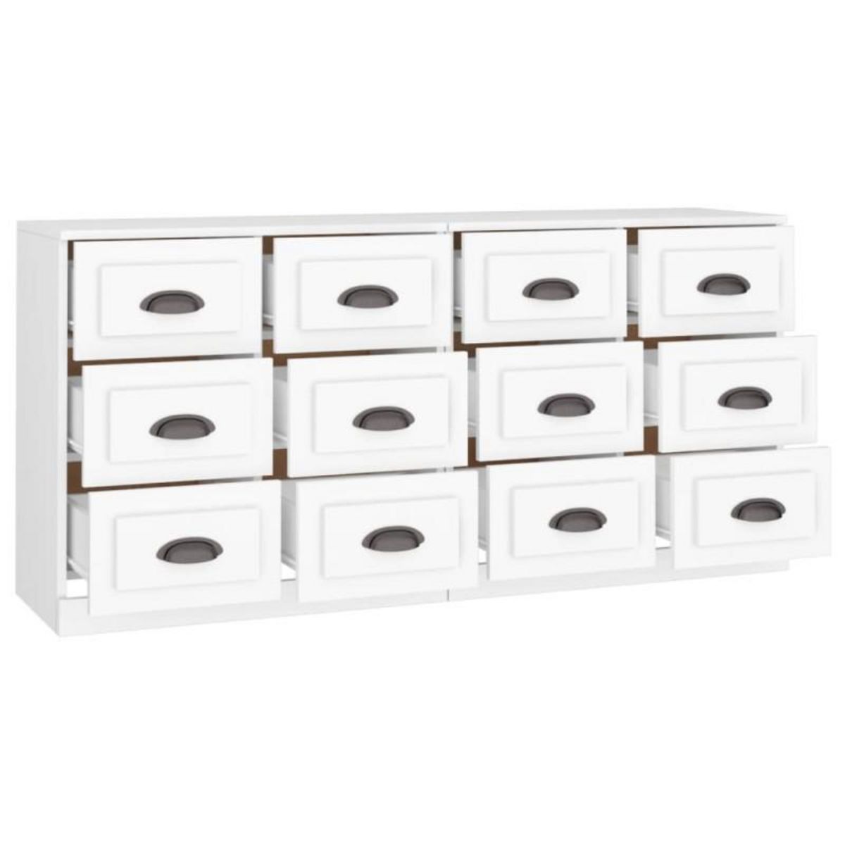 VIDAXL Buffets 2 pcs blanc bois d ingénierie