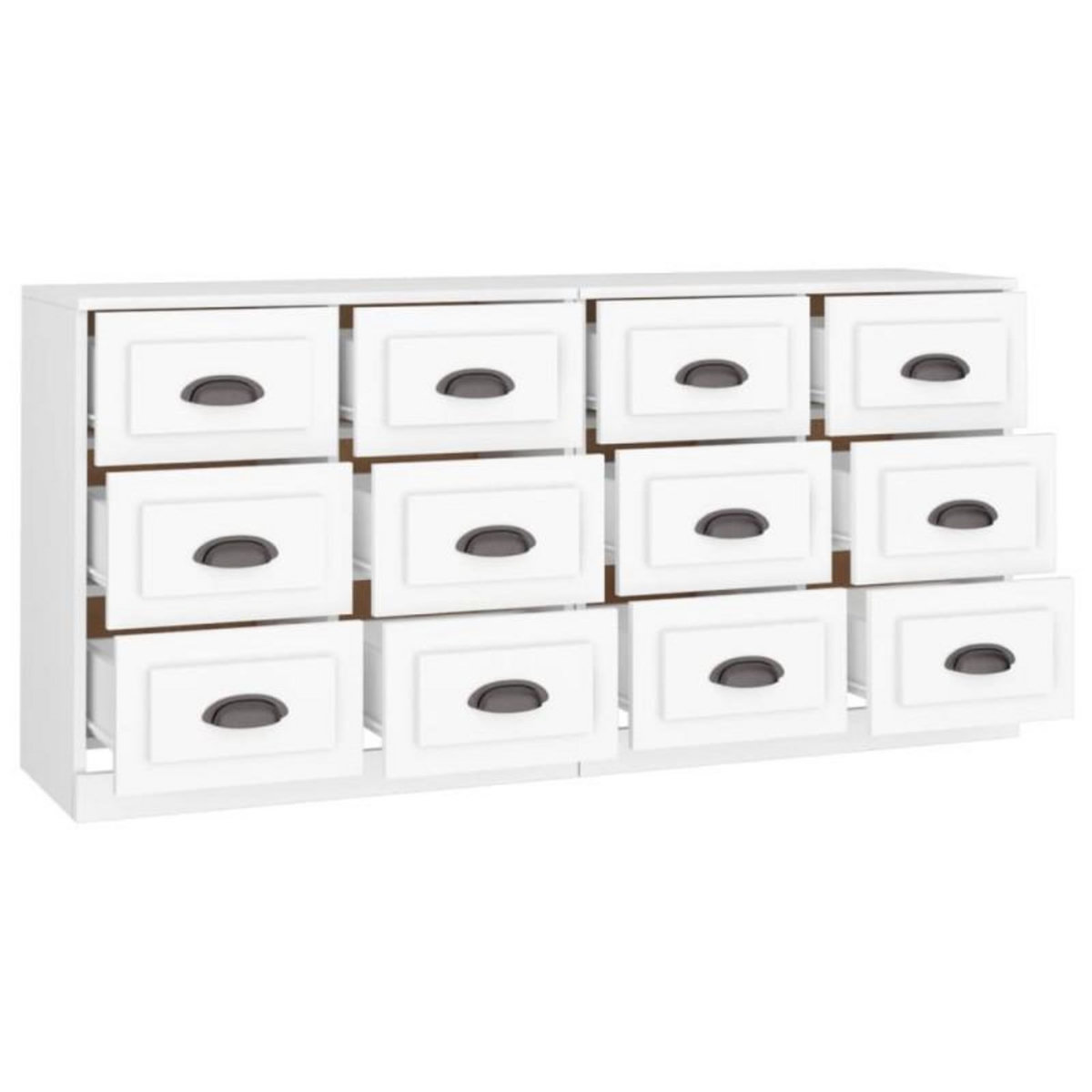 VIDAXL Buffets 2 pcs blanc bois d ingénierie