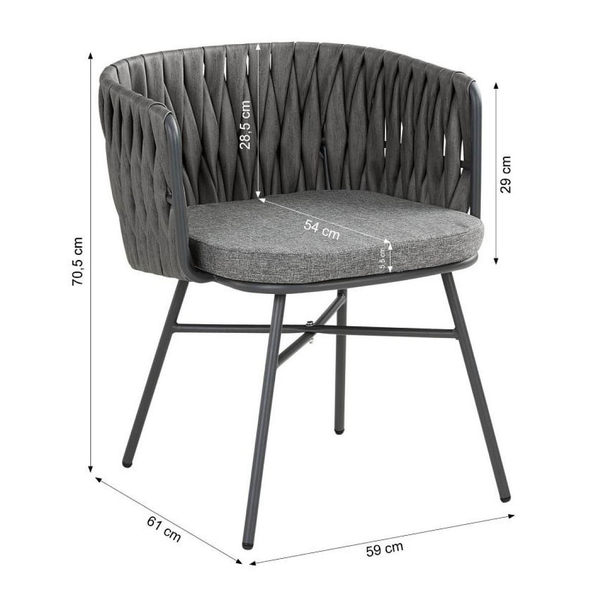 HomeStyle4U Salon de jardin Table et 2 chaises gris