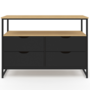 Voir la diapositive 3 : ID MARKET Commode 4 tiroirs noirs BOSTON 110 cm design industriel avec étagère