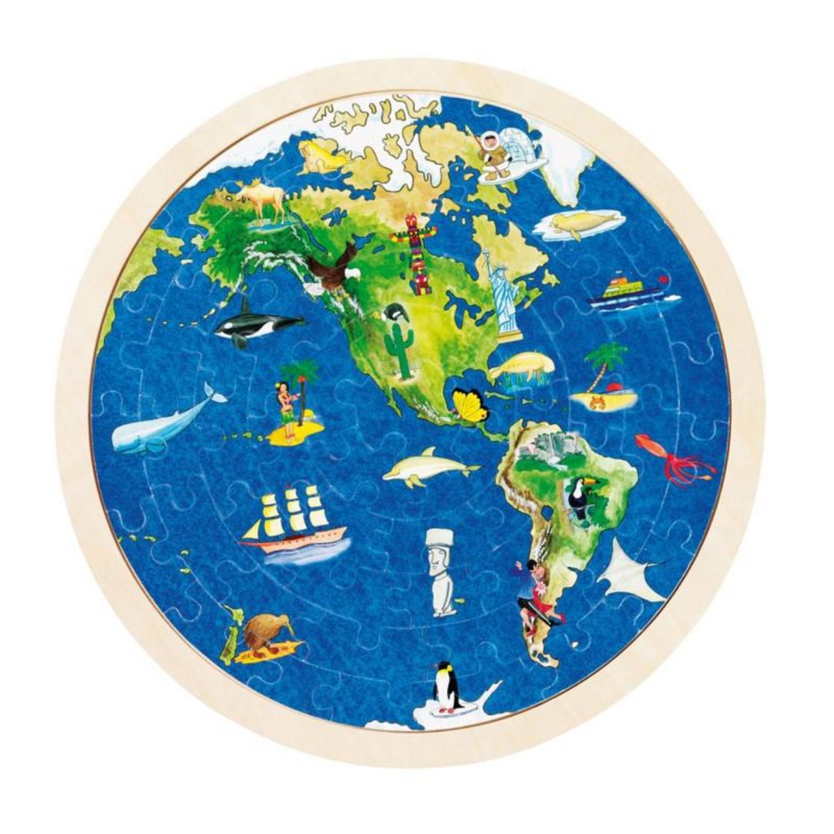 Goki GOKI Double-sided wooden puzzle-globe, 57st.