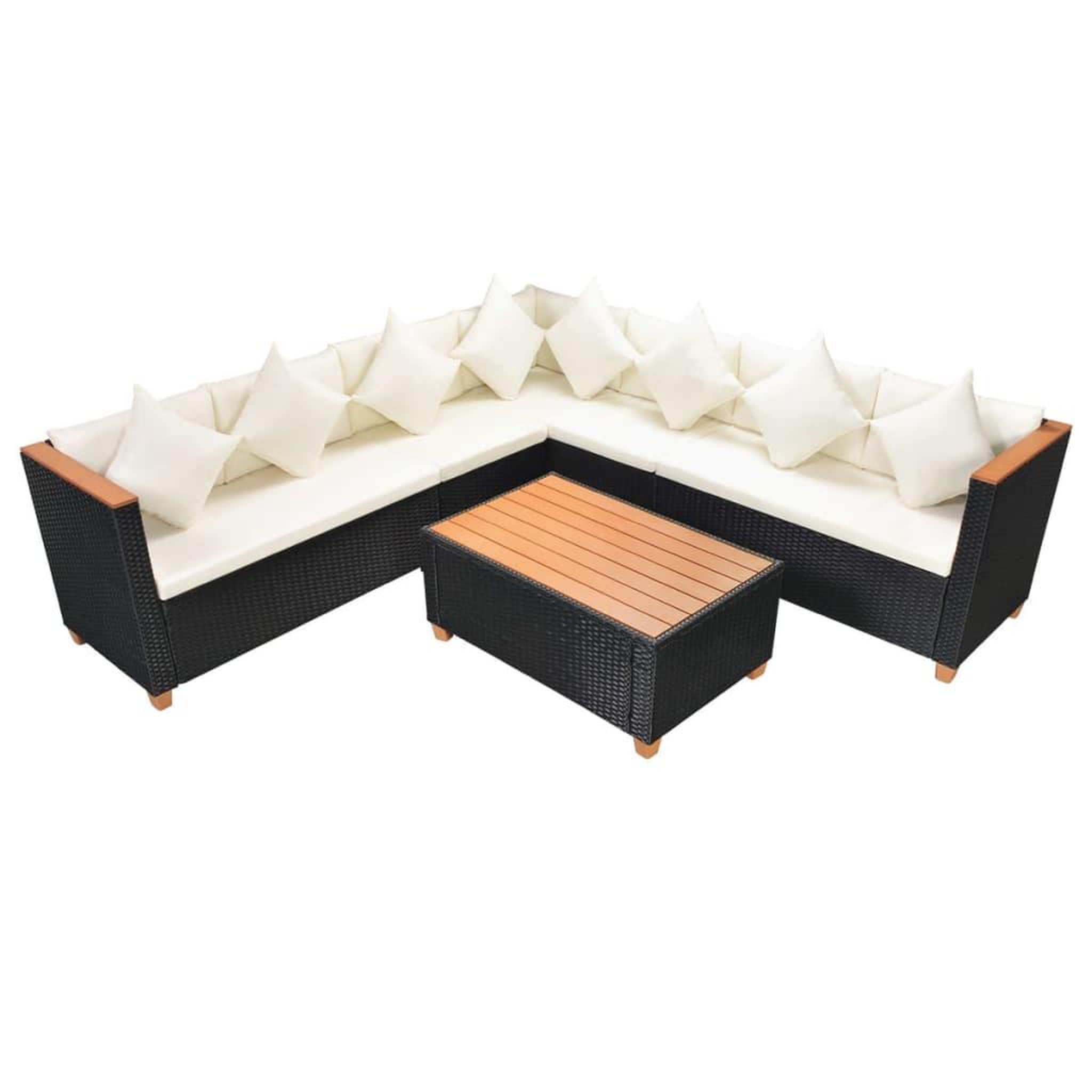Voir la diapositive 3 : VIDAXL Salon de jardin 5 pcs avec coussins resine tressee noir