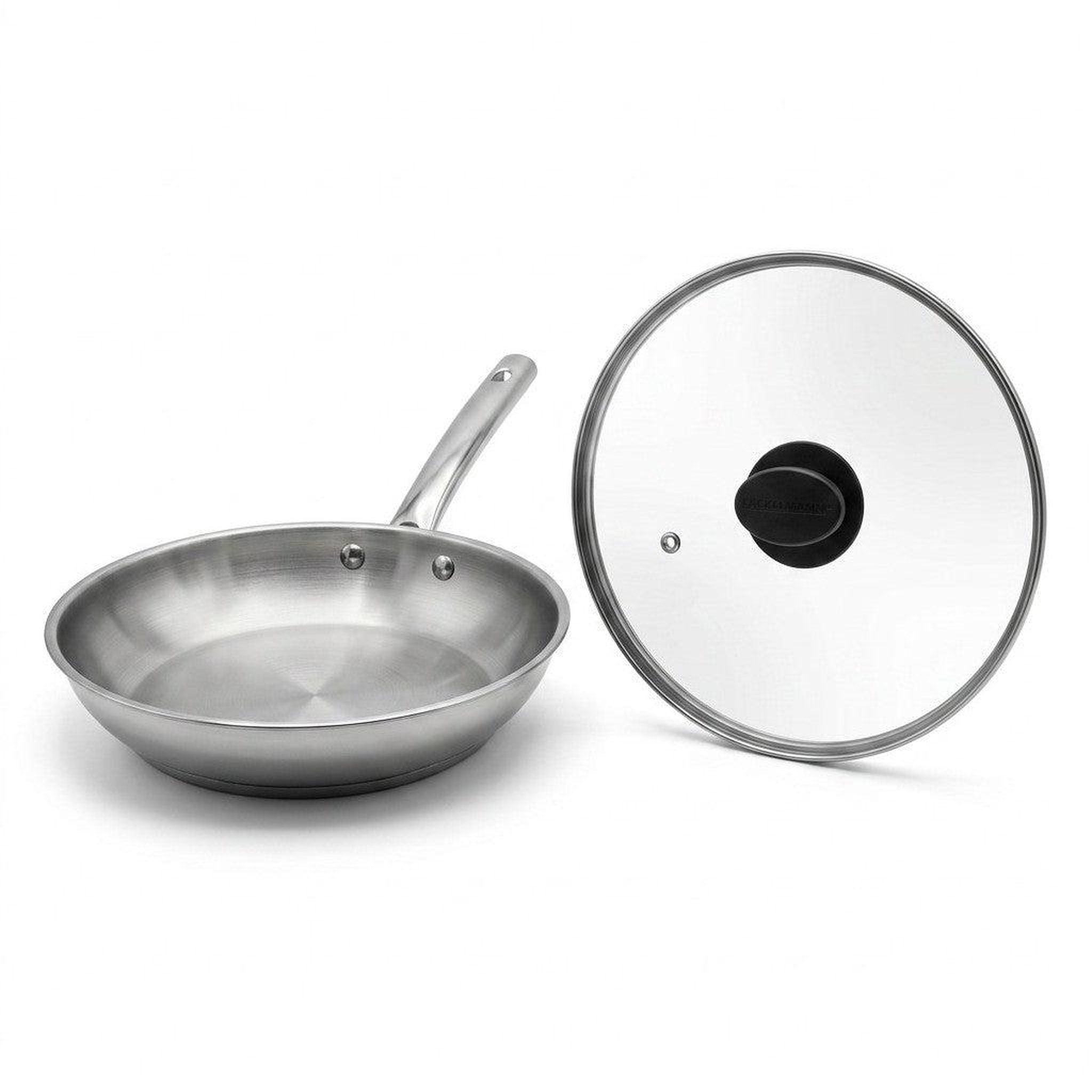 Fackelmann Poêle à frire inox 24 cm et couvercle de cuisson en verre fackelmann rhona