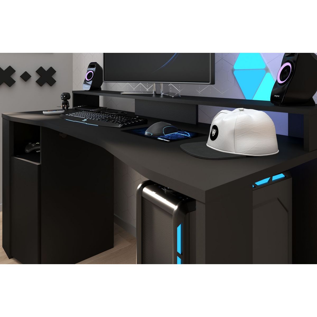 Bureau droit gamer avec leds L152cm XENON