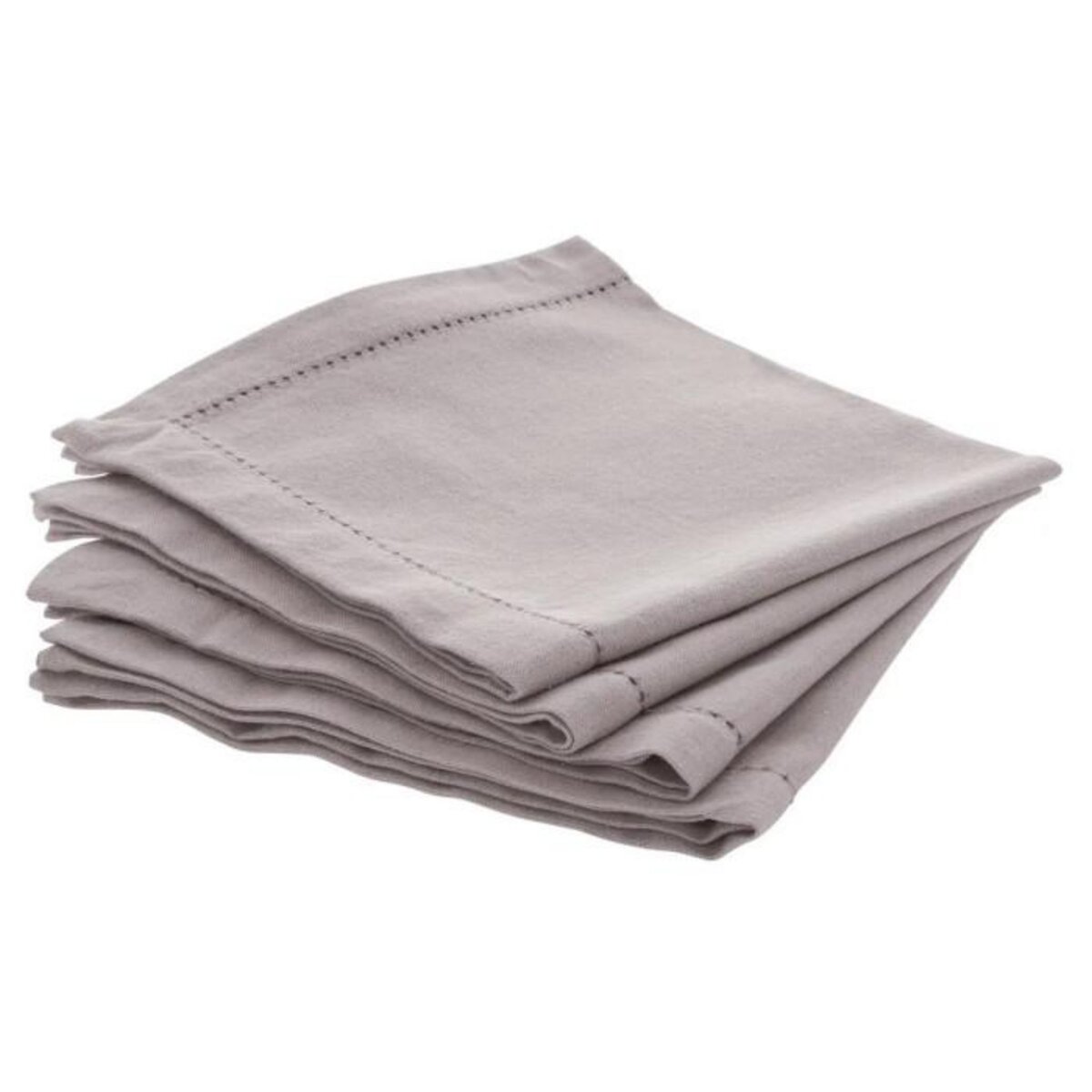 ATMOSPHERA Lot de 4 Serviettes de Table  Chambray  40x40cm Gris Clair