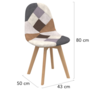 Voir la diapositive 5 : ID MARKET Lot de 4 chaises scandinaves SARA motifs patchworks marron