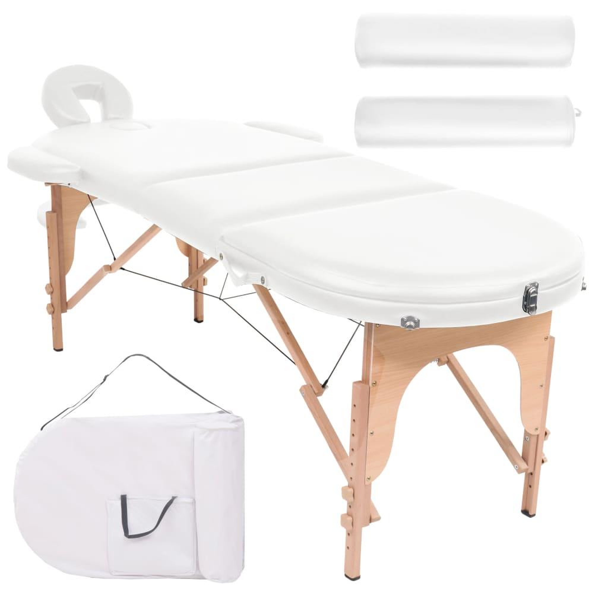 Voir la diapositive 1 : VIDAXL Table de massage pliable 4 cm d'epaisseur et 2 traversins Blanc