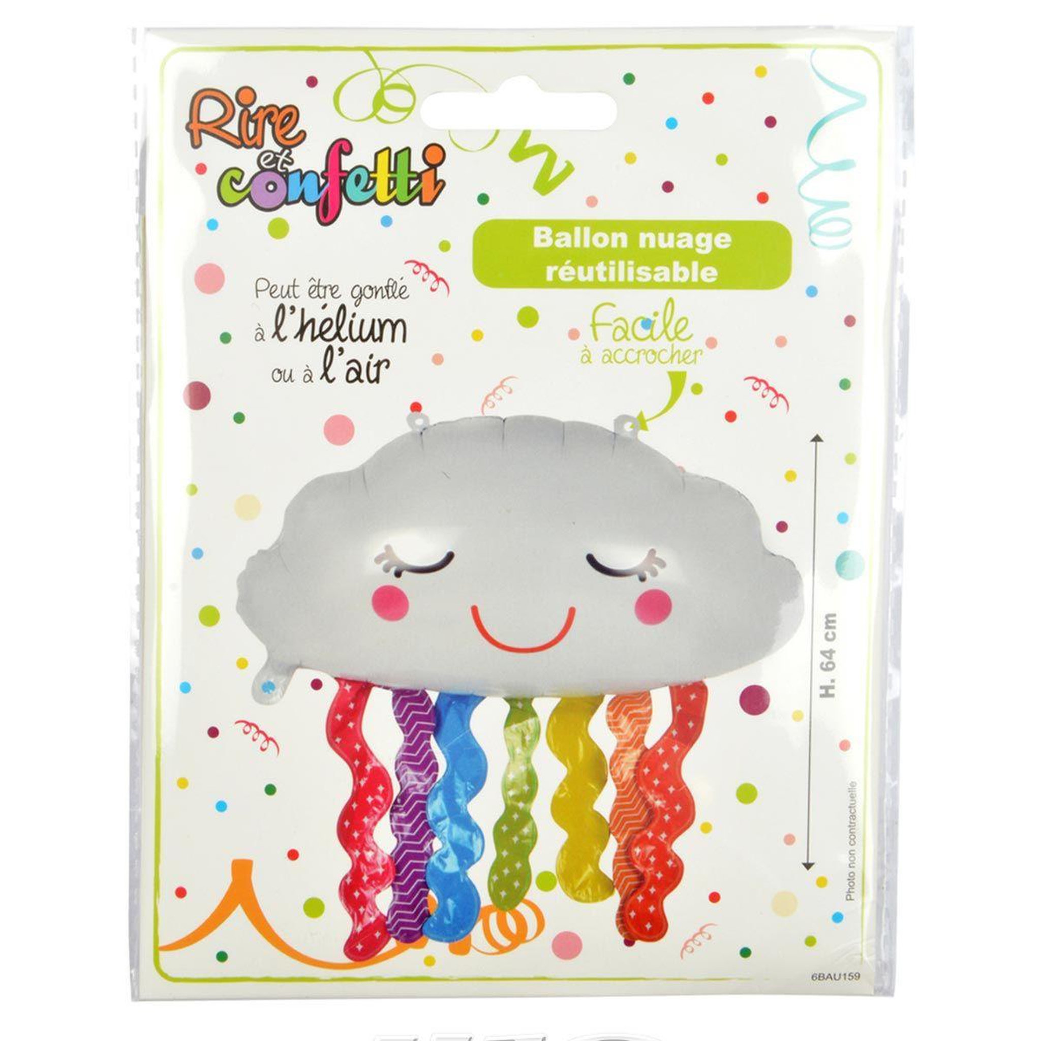 Voir la diapositive 2 : HOMEA Ballon Gonflable  Nuage Rainbow  69cm Multicolore