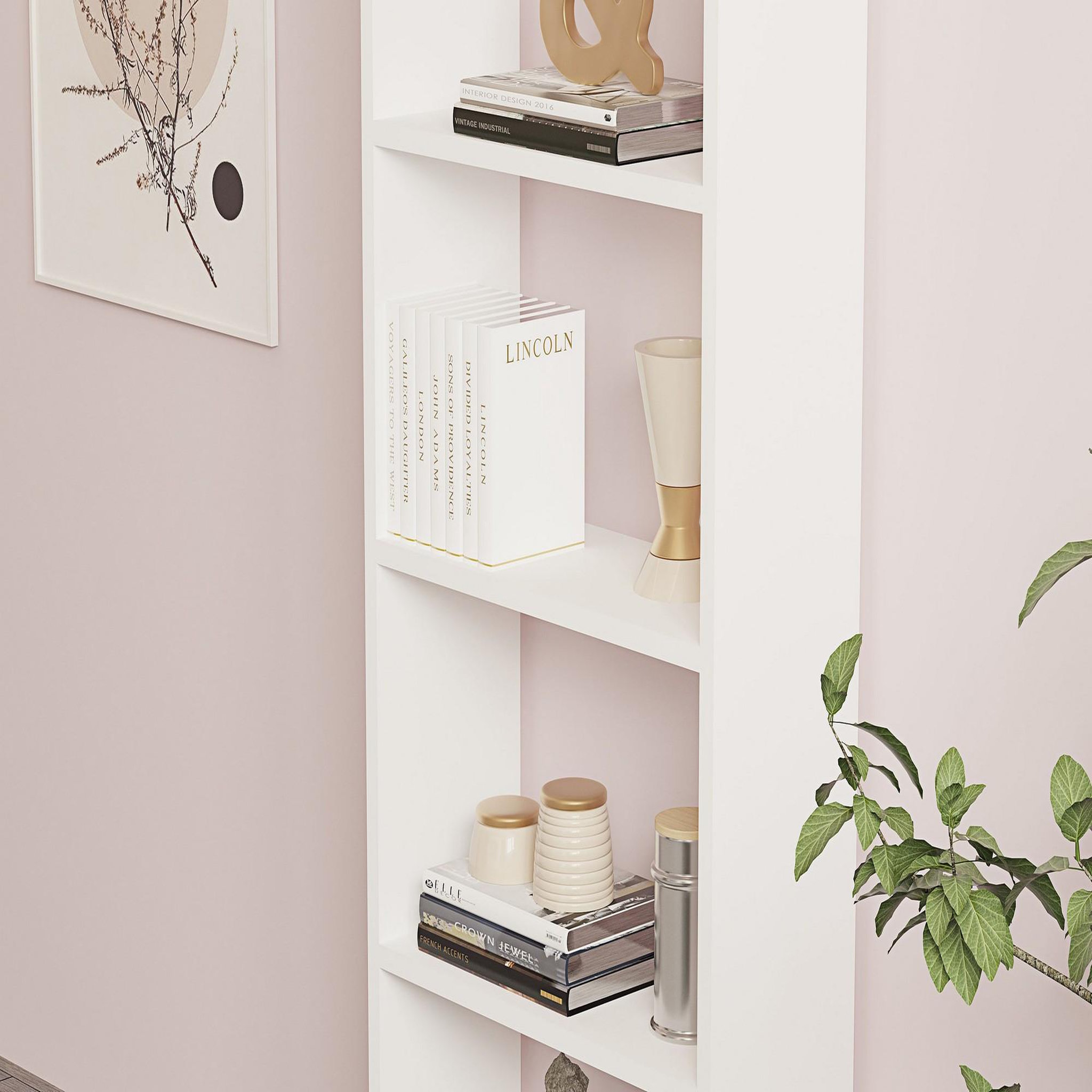 Voir la diapositive 4 : Habitat et Jardin Bibliothèque en bois  new  - 50 x 19 x 160 cm - blanc