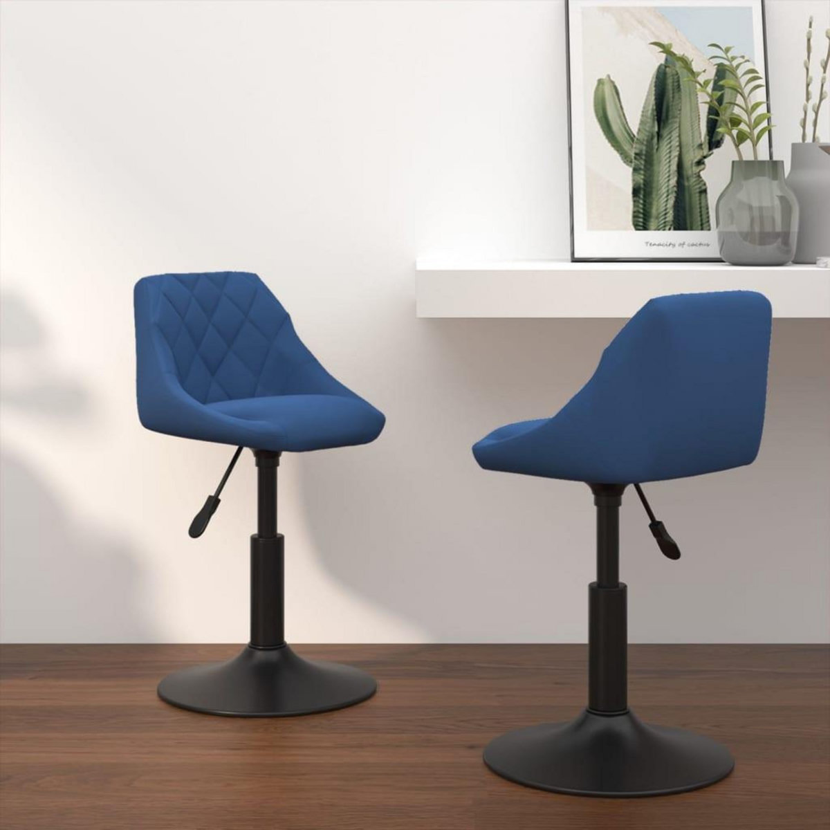 VIDAXL Chaises pivotantes a manger lot de 2 bleu velours