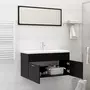 VIDAXL Ensemble de meubles de salle de bain Noir Agglomere
