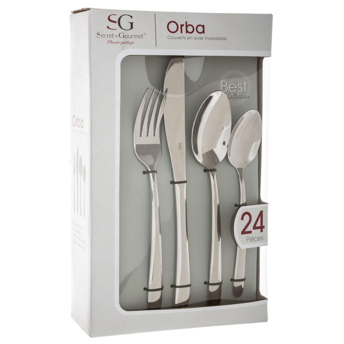 TOILINUX Lot de 2 Ménagères Orba - 48 couverts - en Acier Inoxydable - Argent