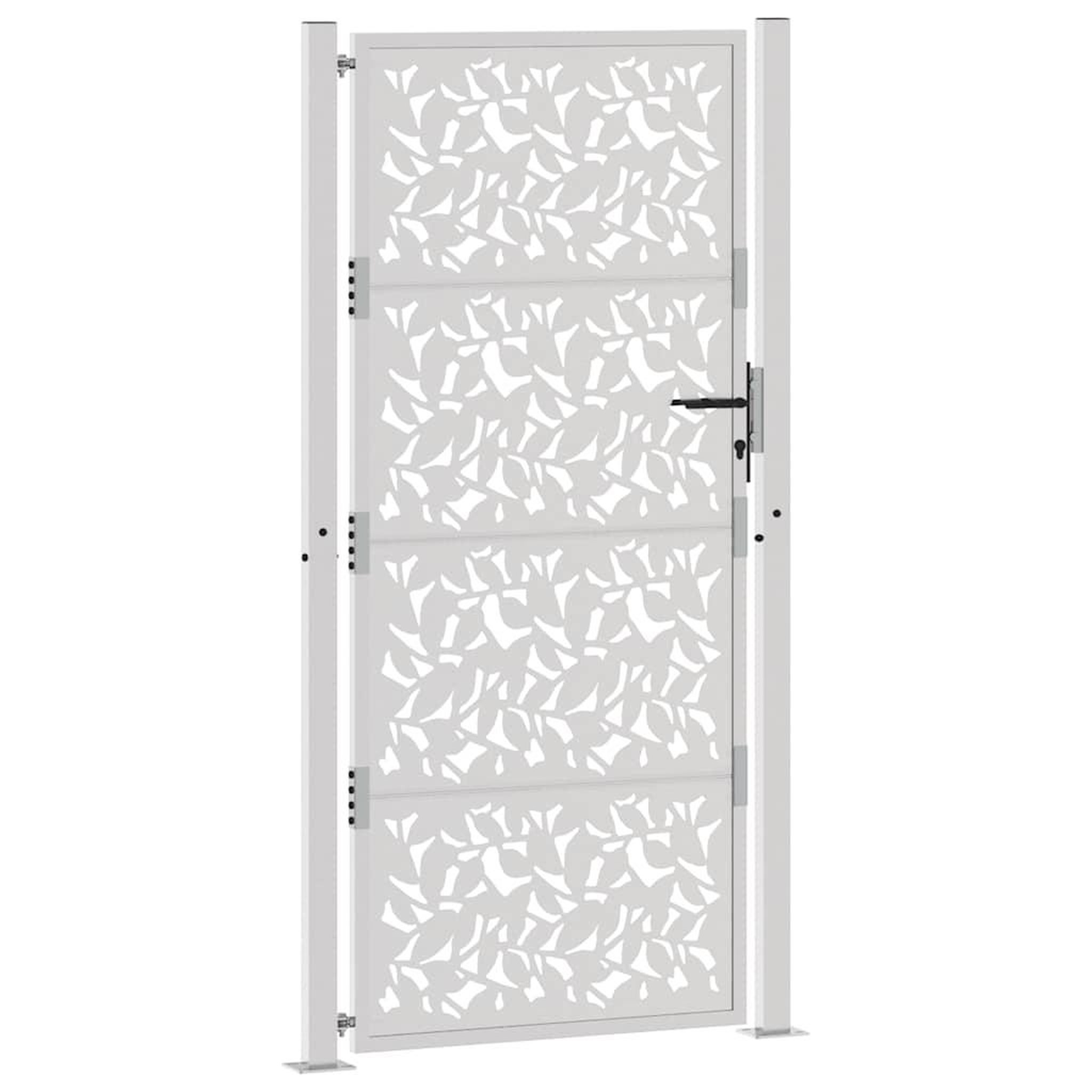 Voir la diapositive 3 : VIDAXL Porte de jardin acier resistant aux intemperies design feuilles