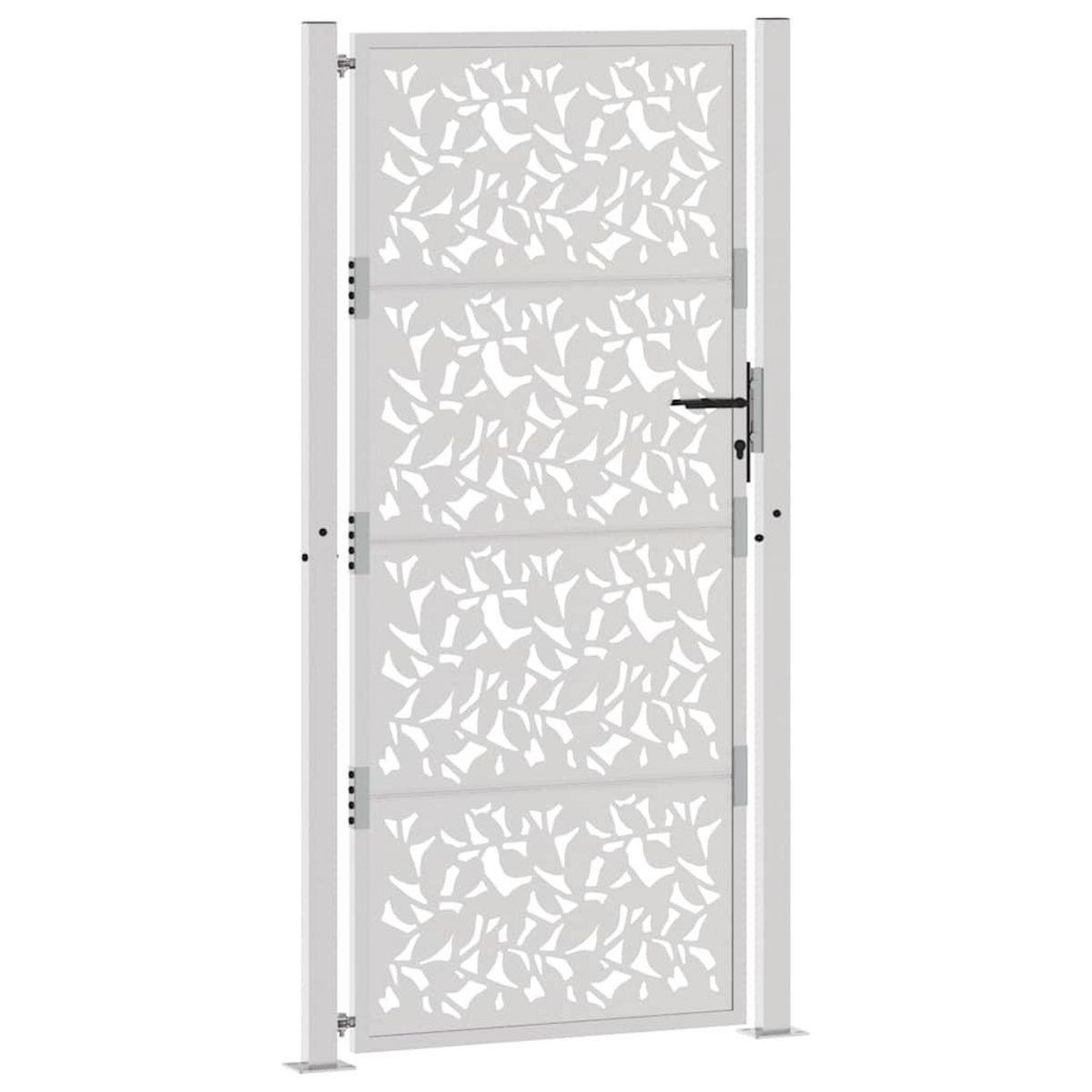 VIDAXL Porte de jardin acier resistant aux intemperies design feuilles