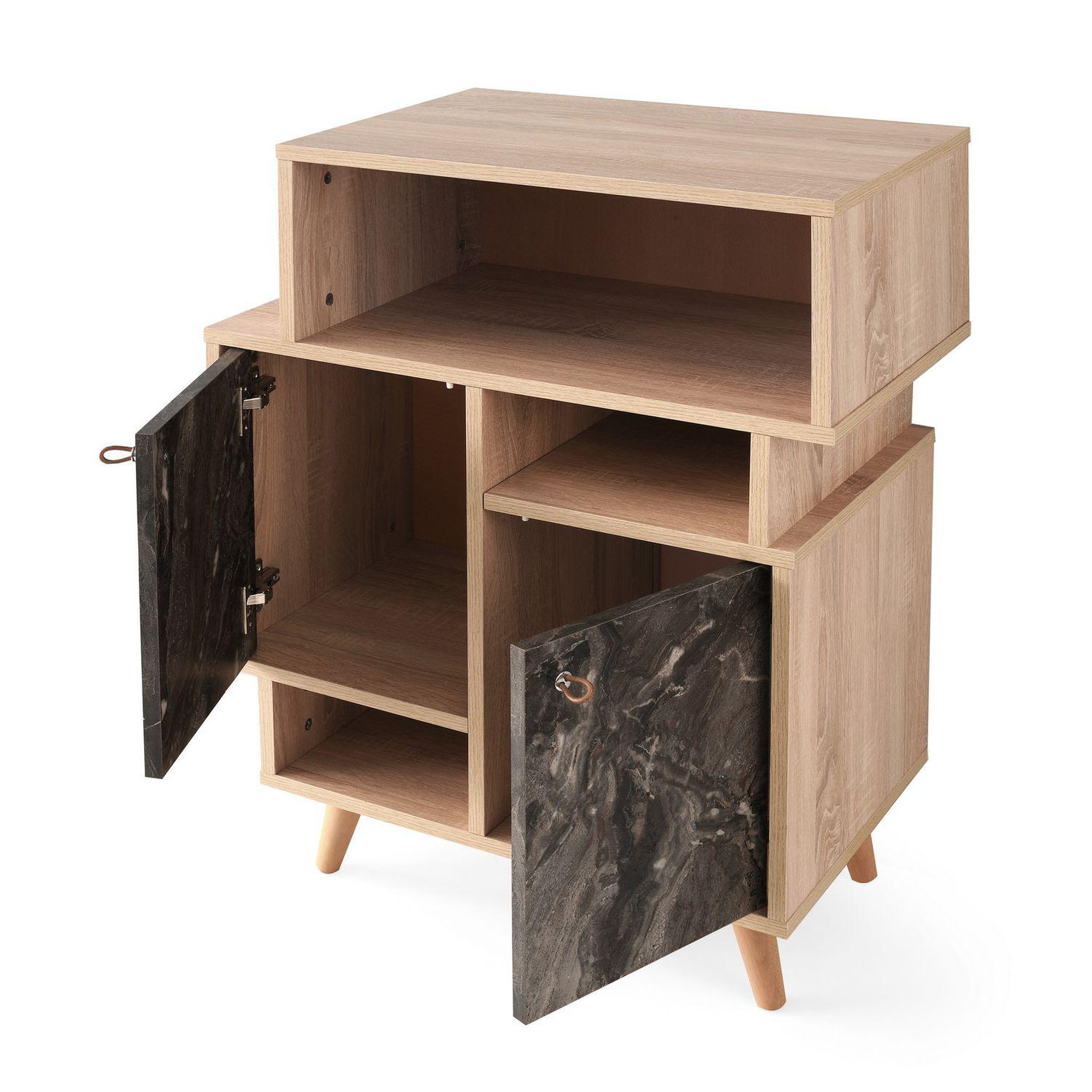 Voir la diapositive 2 : TOILINUX Etagère bibliothèque design marbré Izmir - L. 70 x H. 90 cm - Gris anthracite