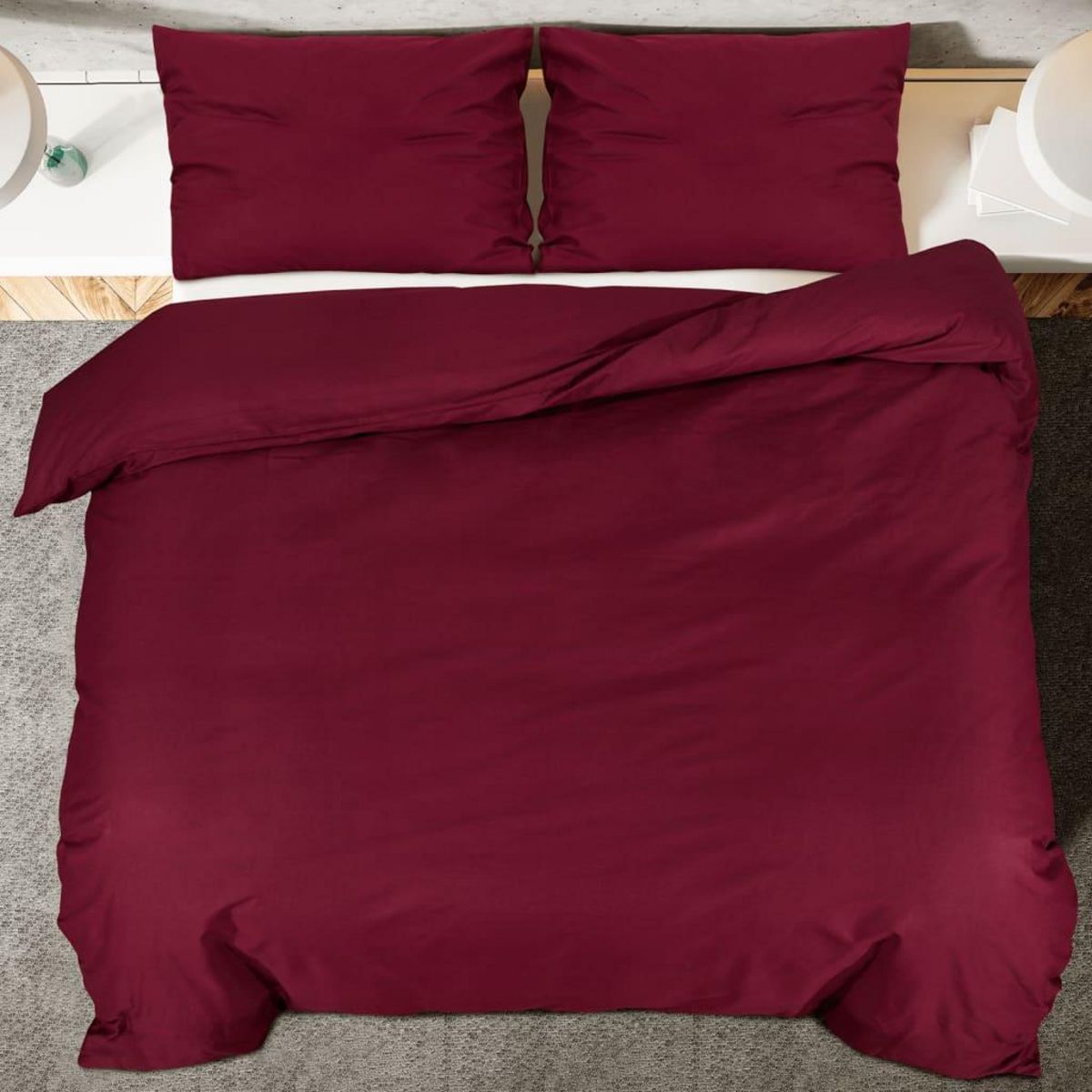VIDAXL Ensemble de housse de couette Bordeaux 140x200 cm Microfibre