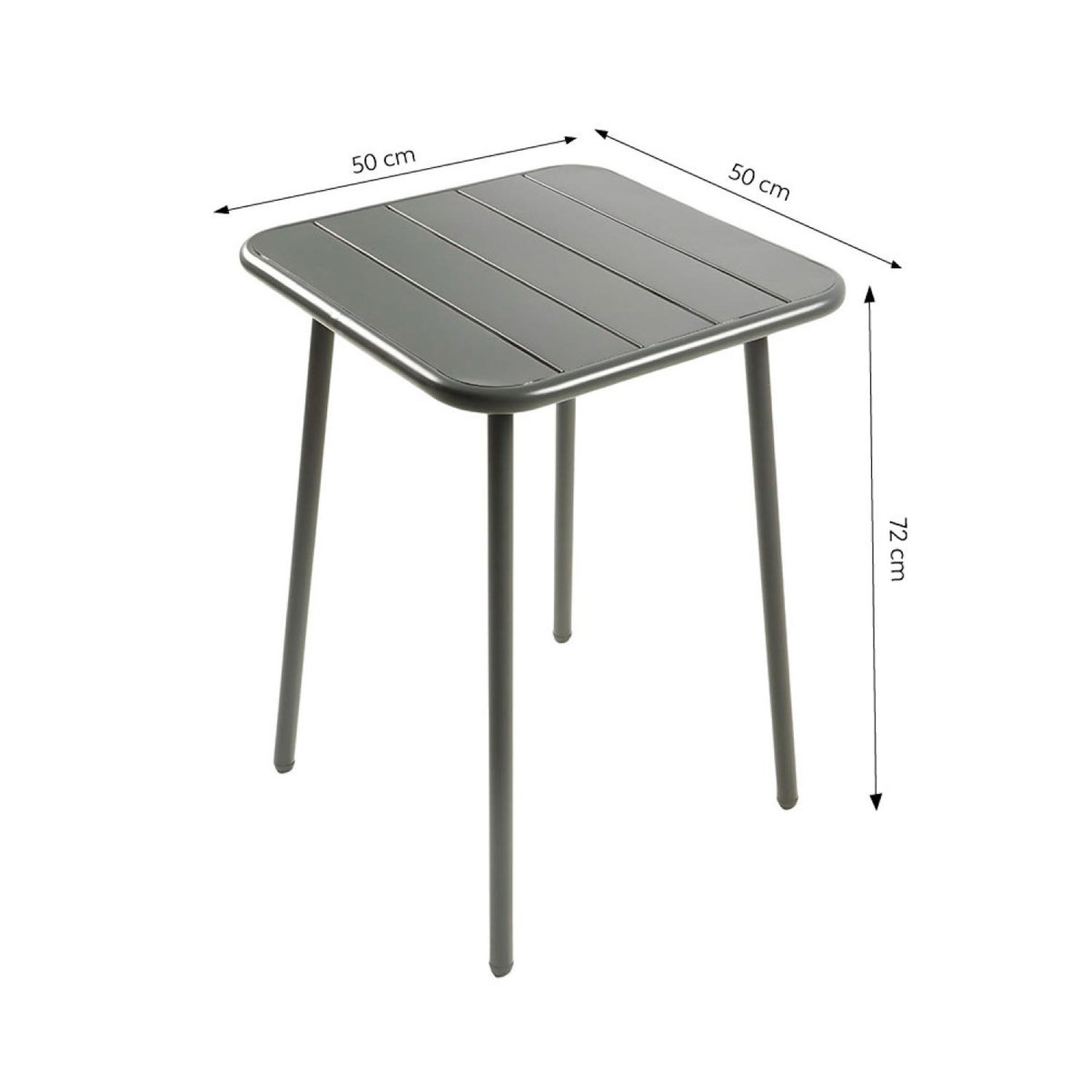 CONCEPT USINE Table carrée 2 places 50x50cm gris foncé BERGAME