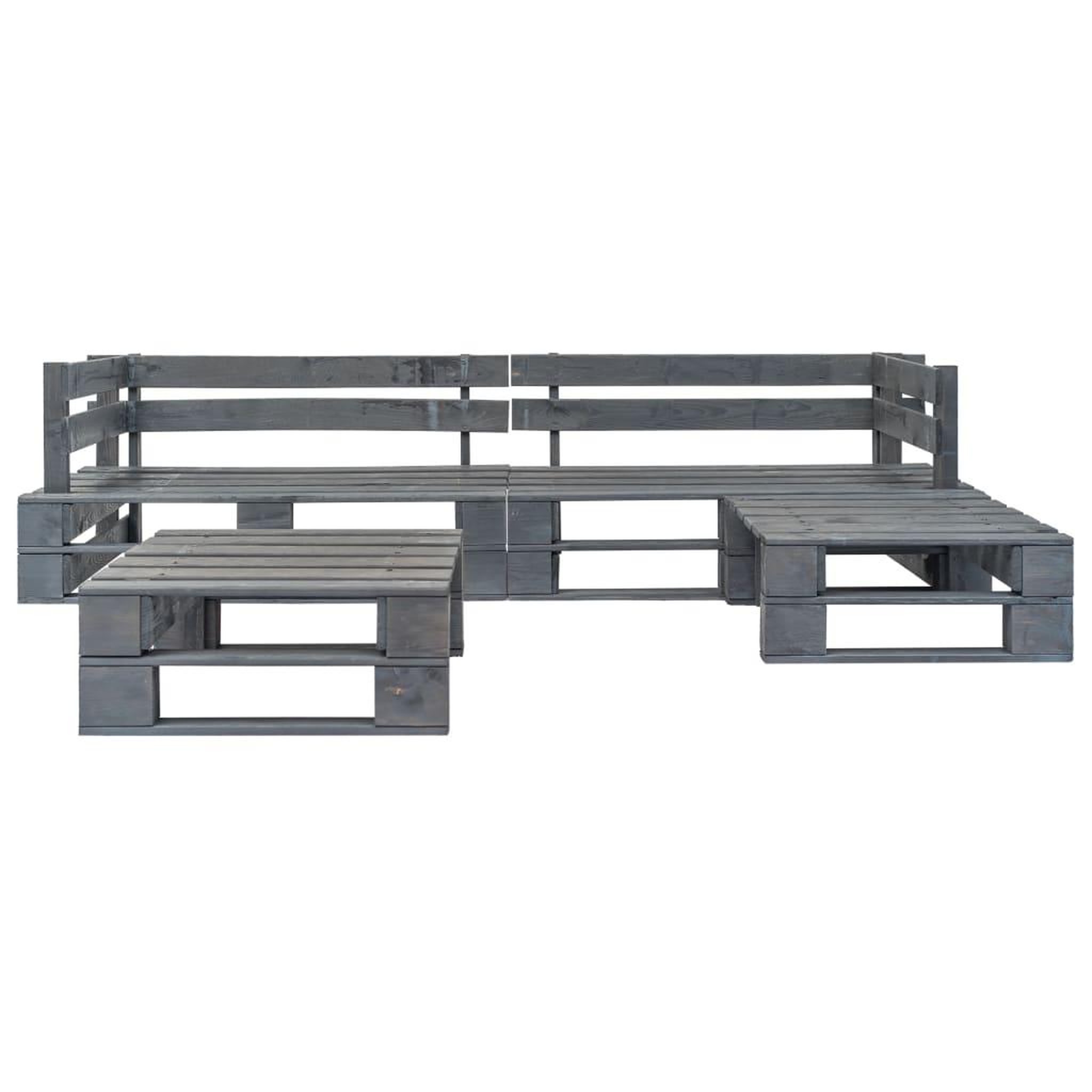 Voir la diapositive 4 : VIDAXL Salon palette de jardin 4 pcs avec coussins gris bois