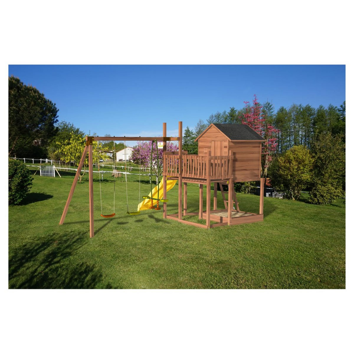 Soulet Aire de jeux avec cabane et toboggan - BOIS -  H2,71 m- TENERIFE 