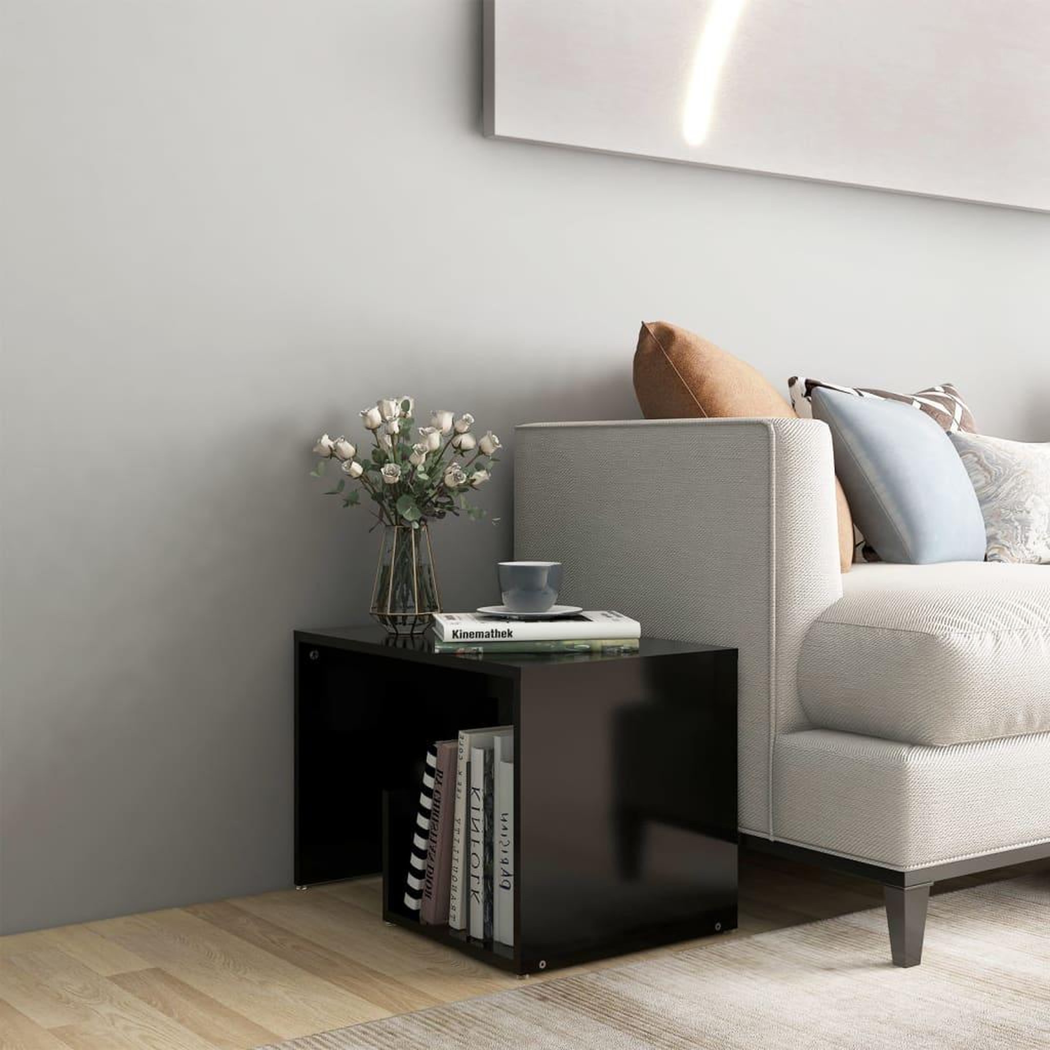 Voir la diapositive 1 : VIDAXL Table d'appoint noir 59x36x38 cm bois d'ingenierie