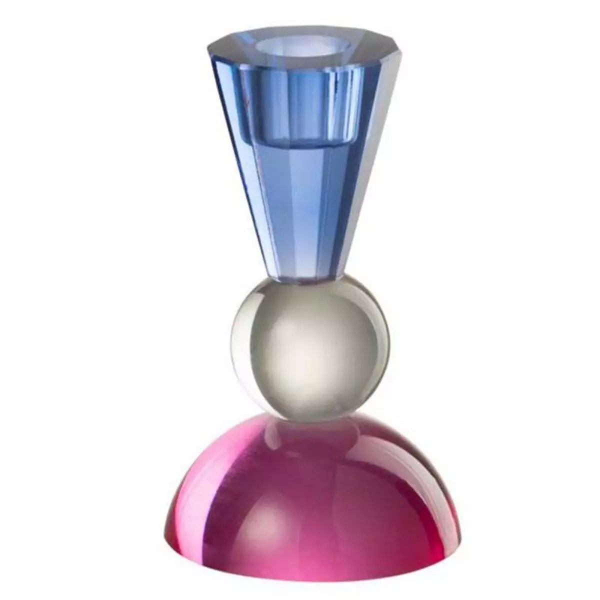 Paris Prix Bougeoir Sablier Design  Sonia  13cm Rose & Bleu