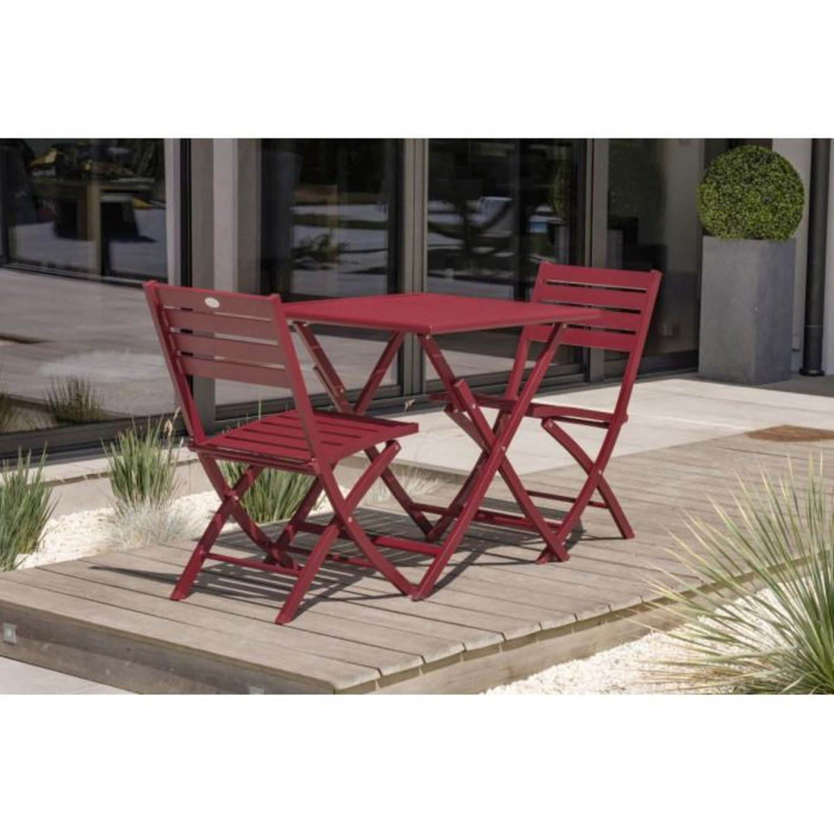 Paris Prix Lot de 2 Chaises de Jardin Pliantes  Marius  82cm Rouge Carmin