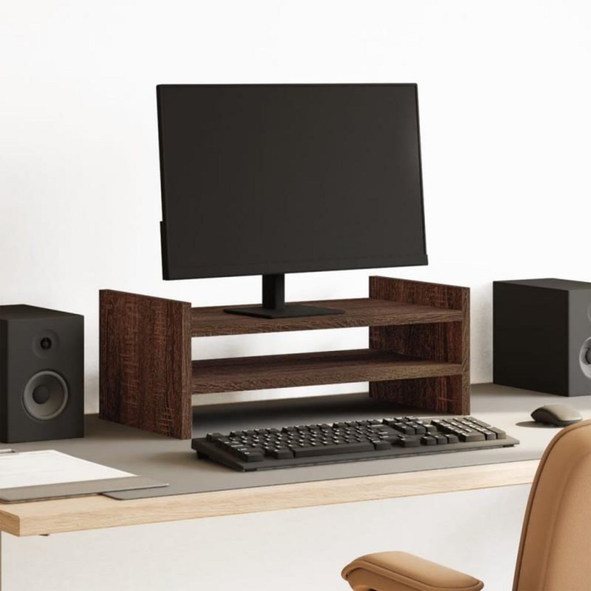 VIDAXL Support de moniteur chêne marron 50x27x20 cm bois d ingénierie