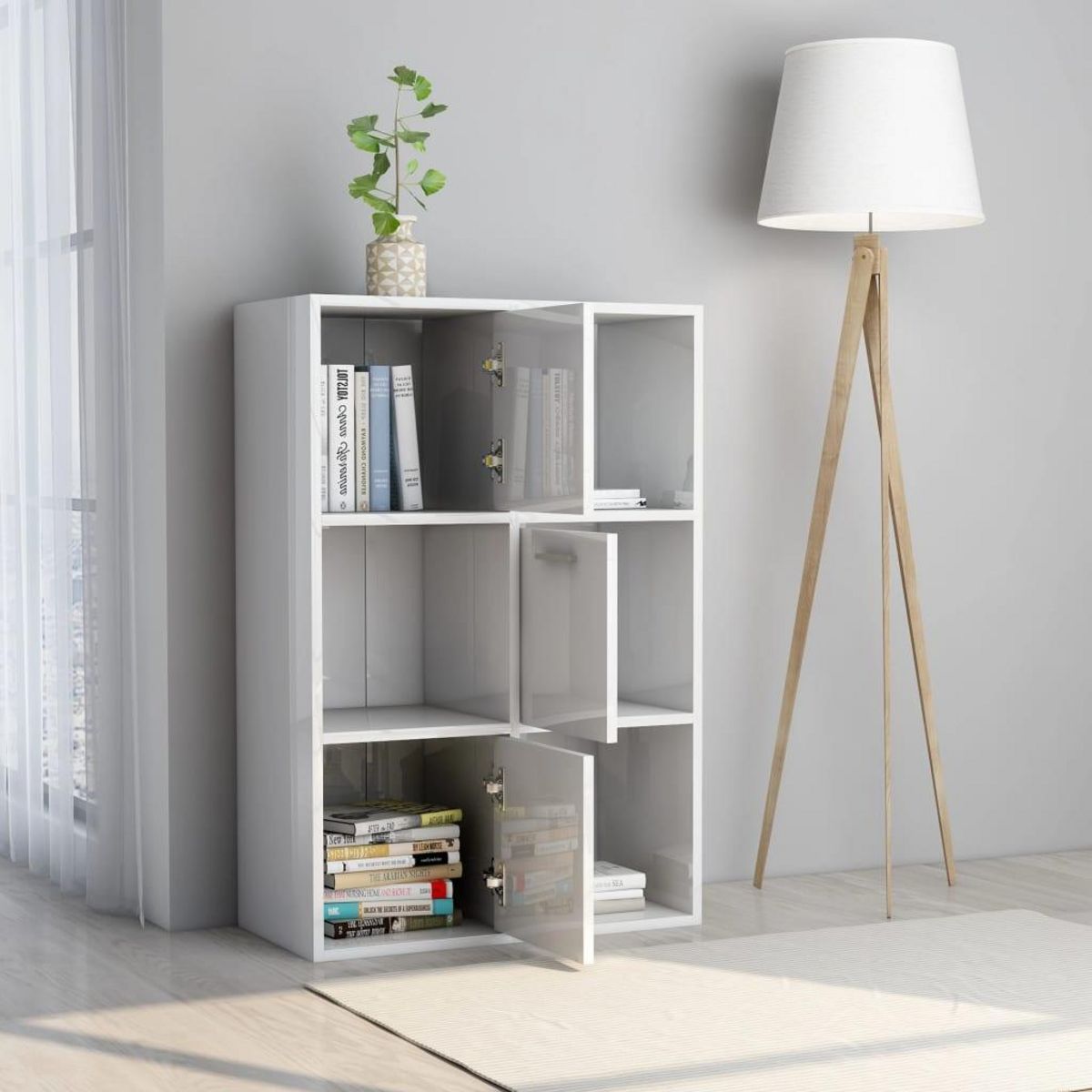VIDAXL Armoire de rangement Blanc brillant Bois d'ingenierie