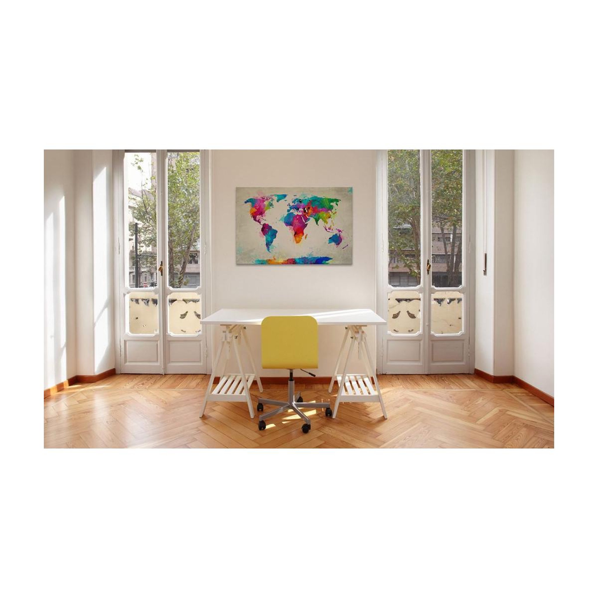 Voir la diapositive 2 : Paris Prix Tableau  map of the world an explosion of colors