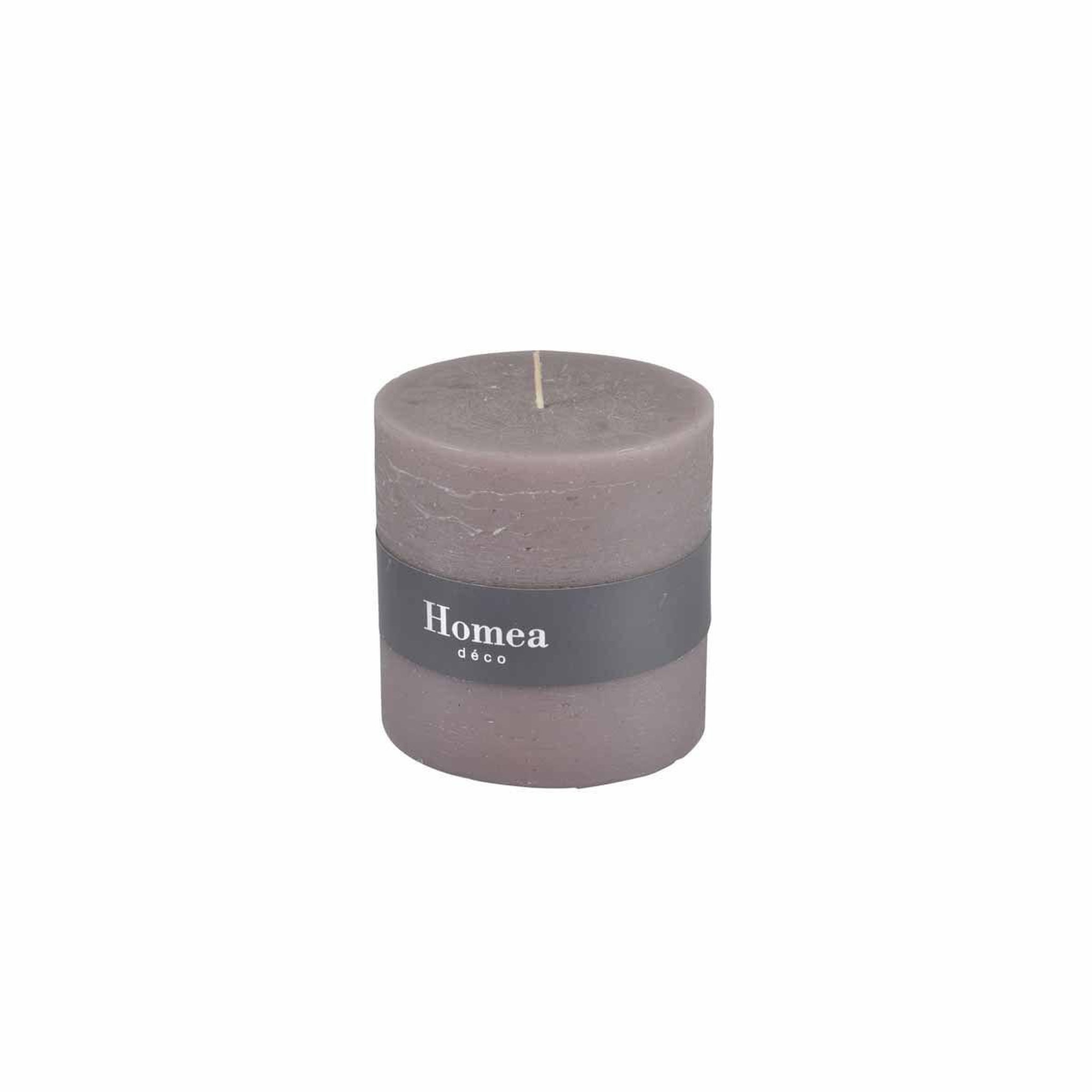 Voir la diapositive 2 : HOMEA Bougie déco pilier  rustique  7cm taupe