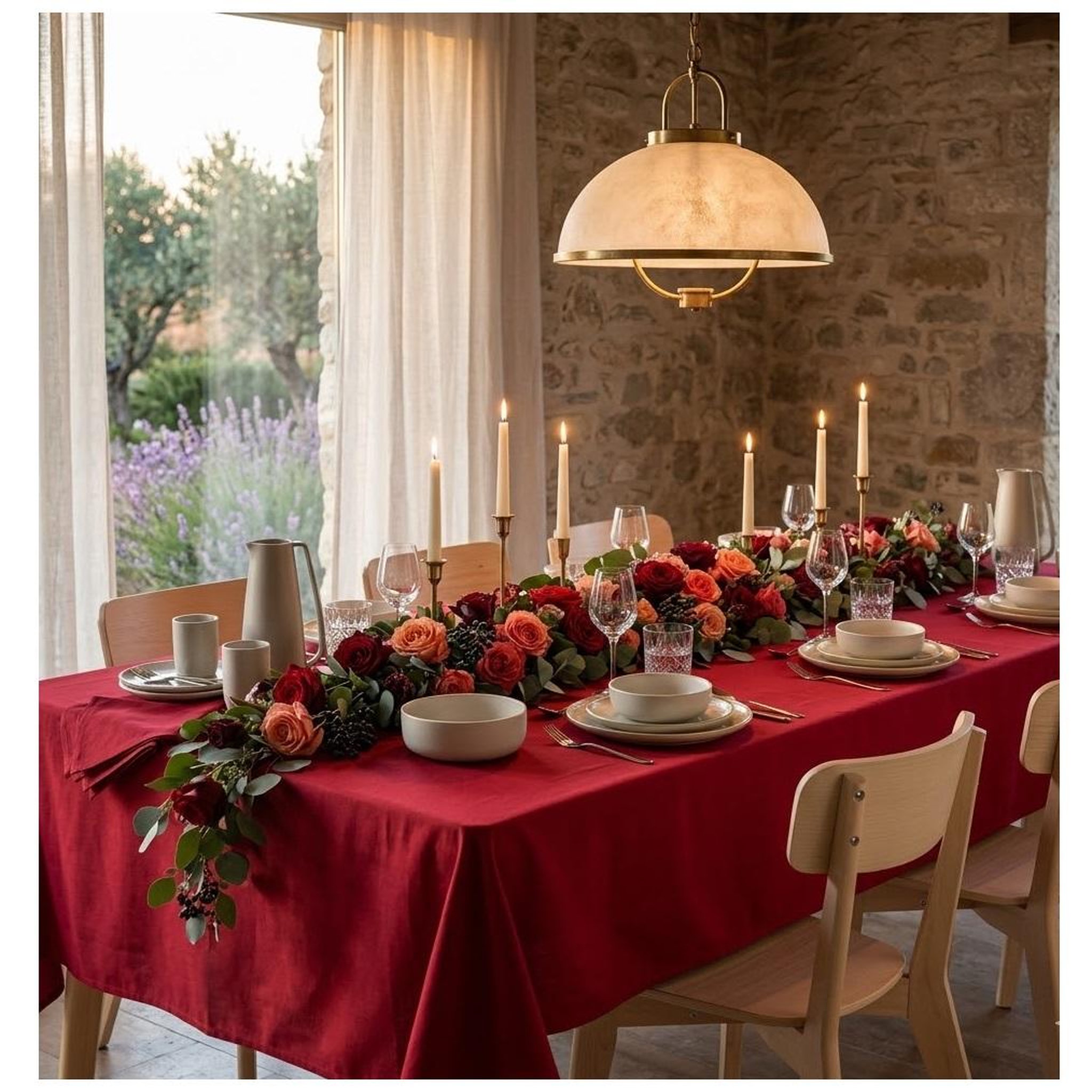 Voir la diapositive 2 : Eden Nappe rectangle coton recycle mistral