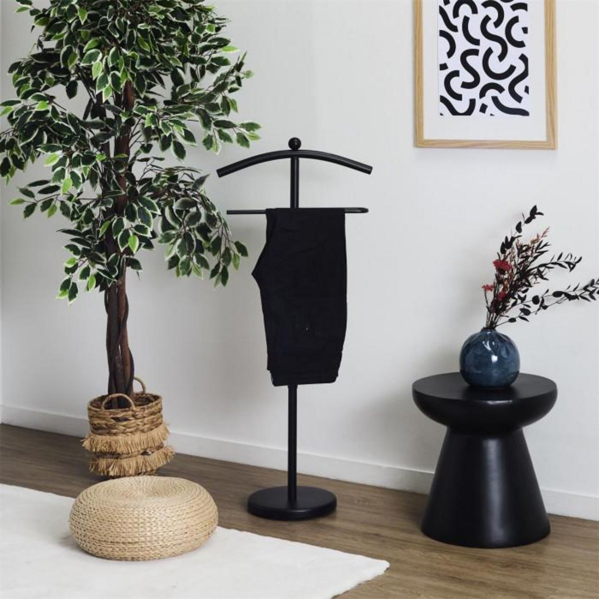 Paris Prix Valet de Chambre Design  Effet Bois  109cm Noir