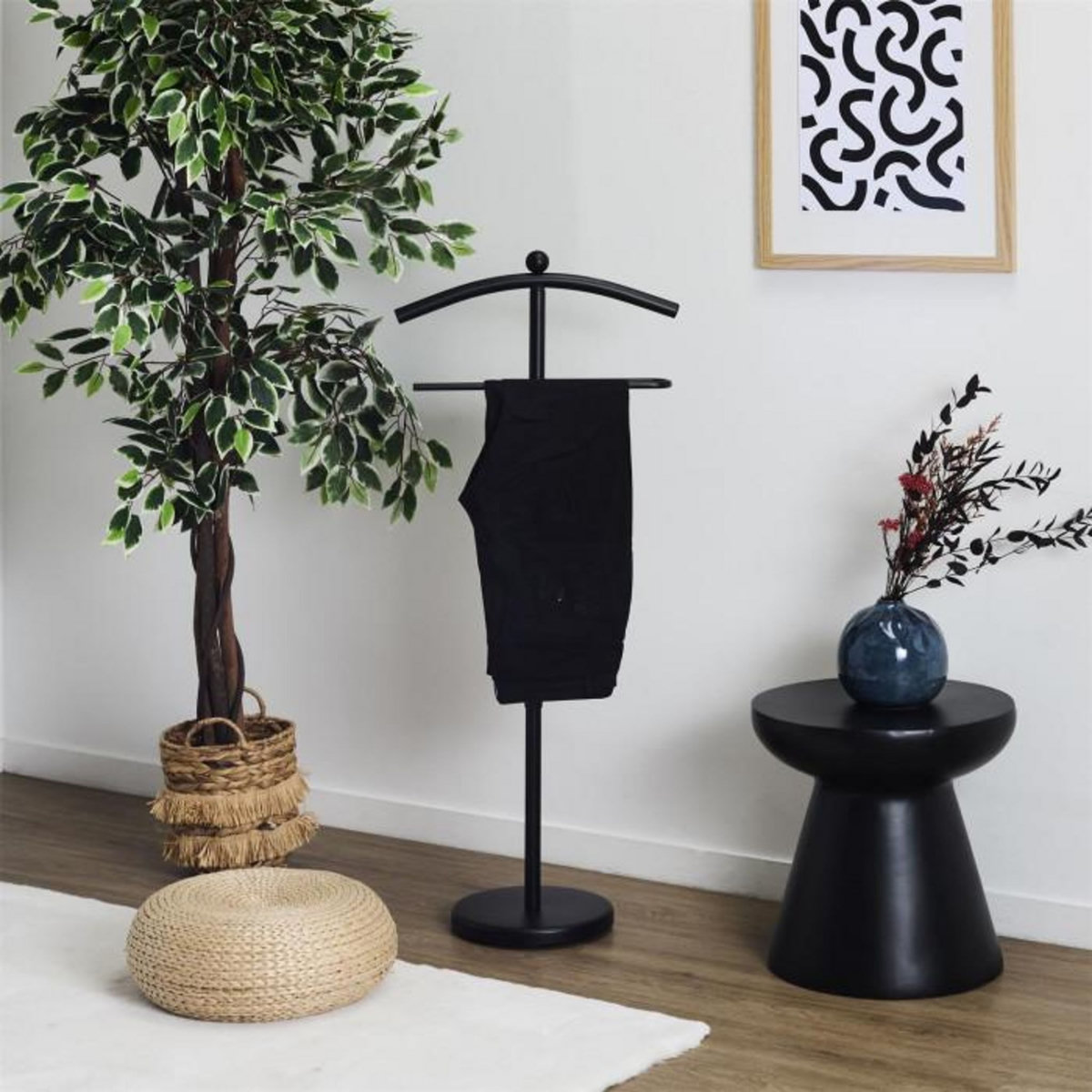 Paris Prix Valet de Chambre Design  Effet Bois  109cm Noir