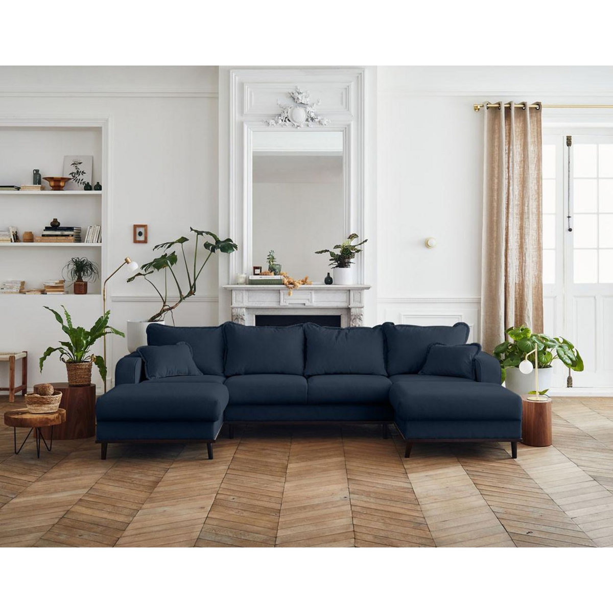 LISA DESIGN Albane - canapé panoramique en u - 7 places - en velours côtelé