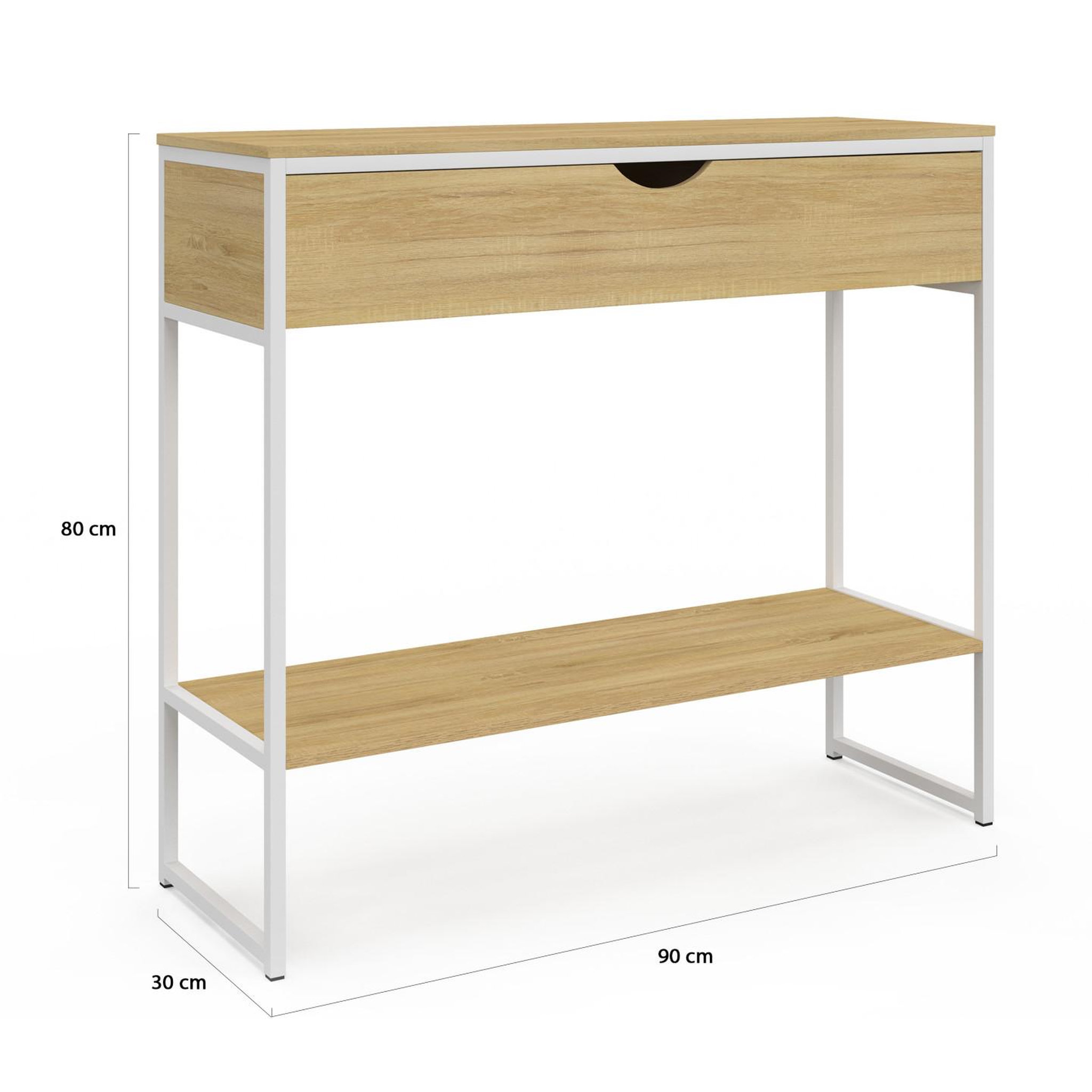 Voir la diapositive 5 : ID MARKET Console 1 tiroir detroit 1 étagère design industriel bois et métal blanc