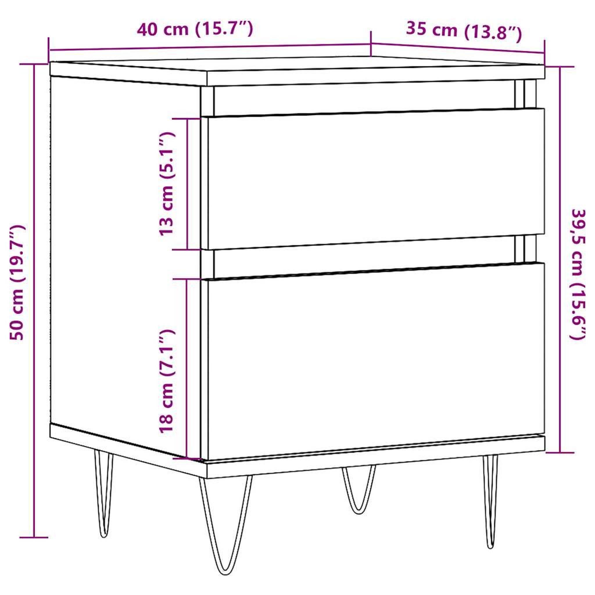 Voir la diapositive 6 : VIDAXL Table de chevet vieux bois 40x35x50 cm bois d'ingenierie