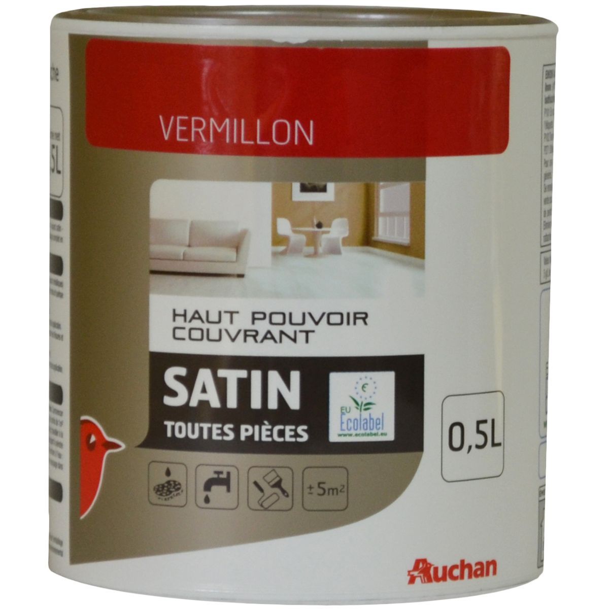 AUCHAN Peinture murale satin couleur vermillon
