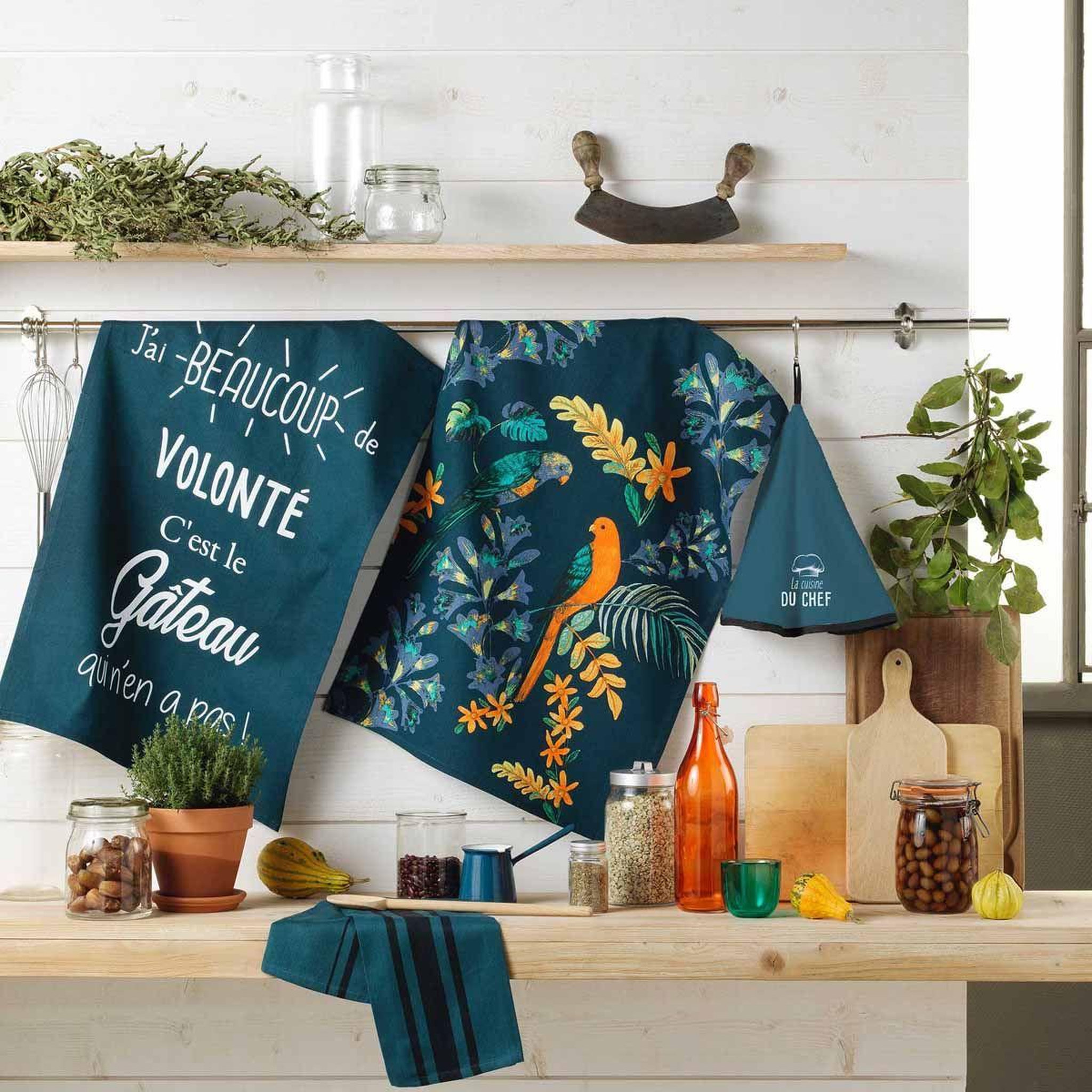 Voir la diapositive 3 : Douceur d'Intérieur Torchon de cuisine  gourmandise  50x70cm marine